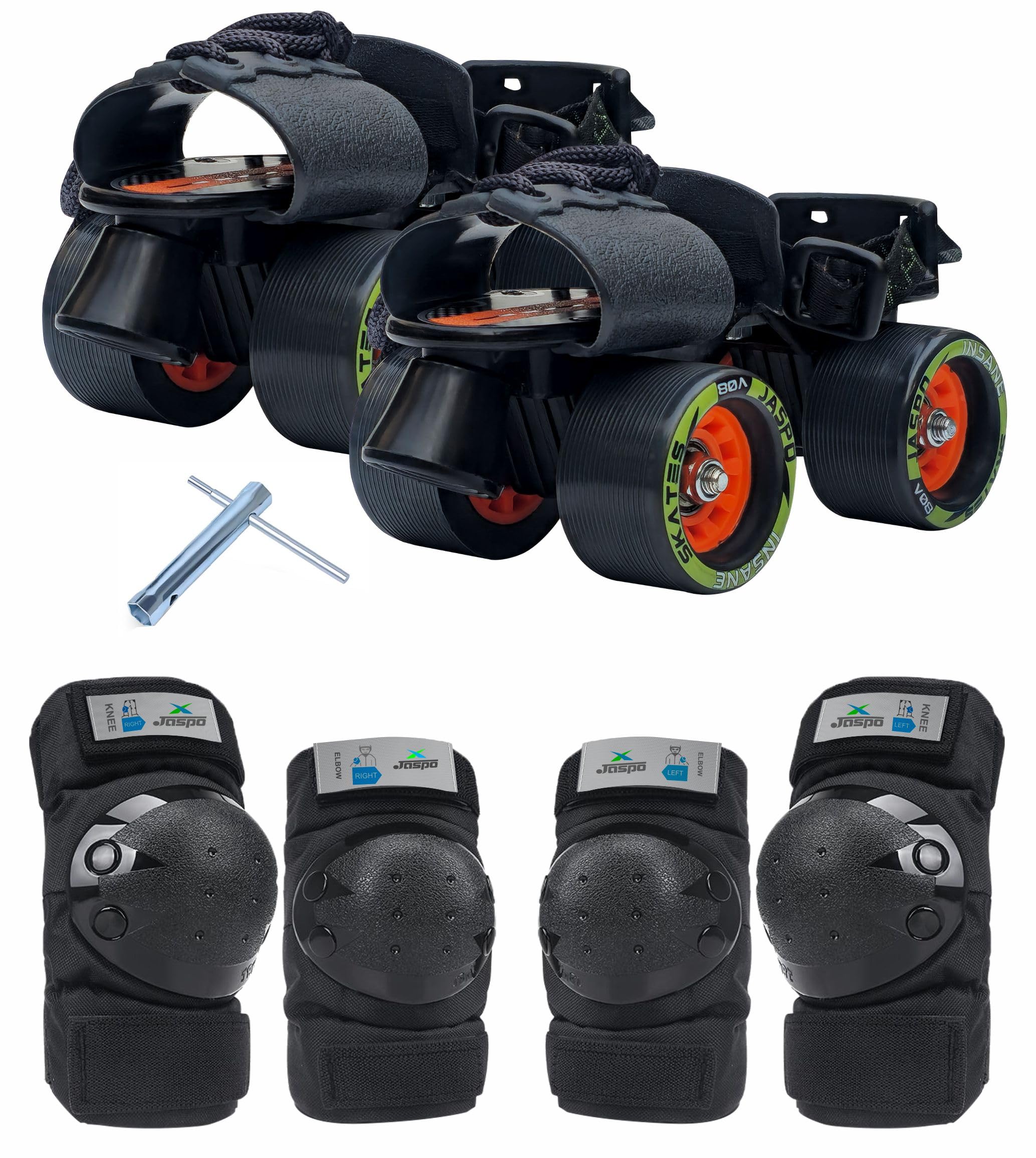 Jaspo Insane Adjustable Roller Blade Skates Suitable for Age Group (6-14 Years, Unisex, Intact, Speed Wheel, Black)