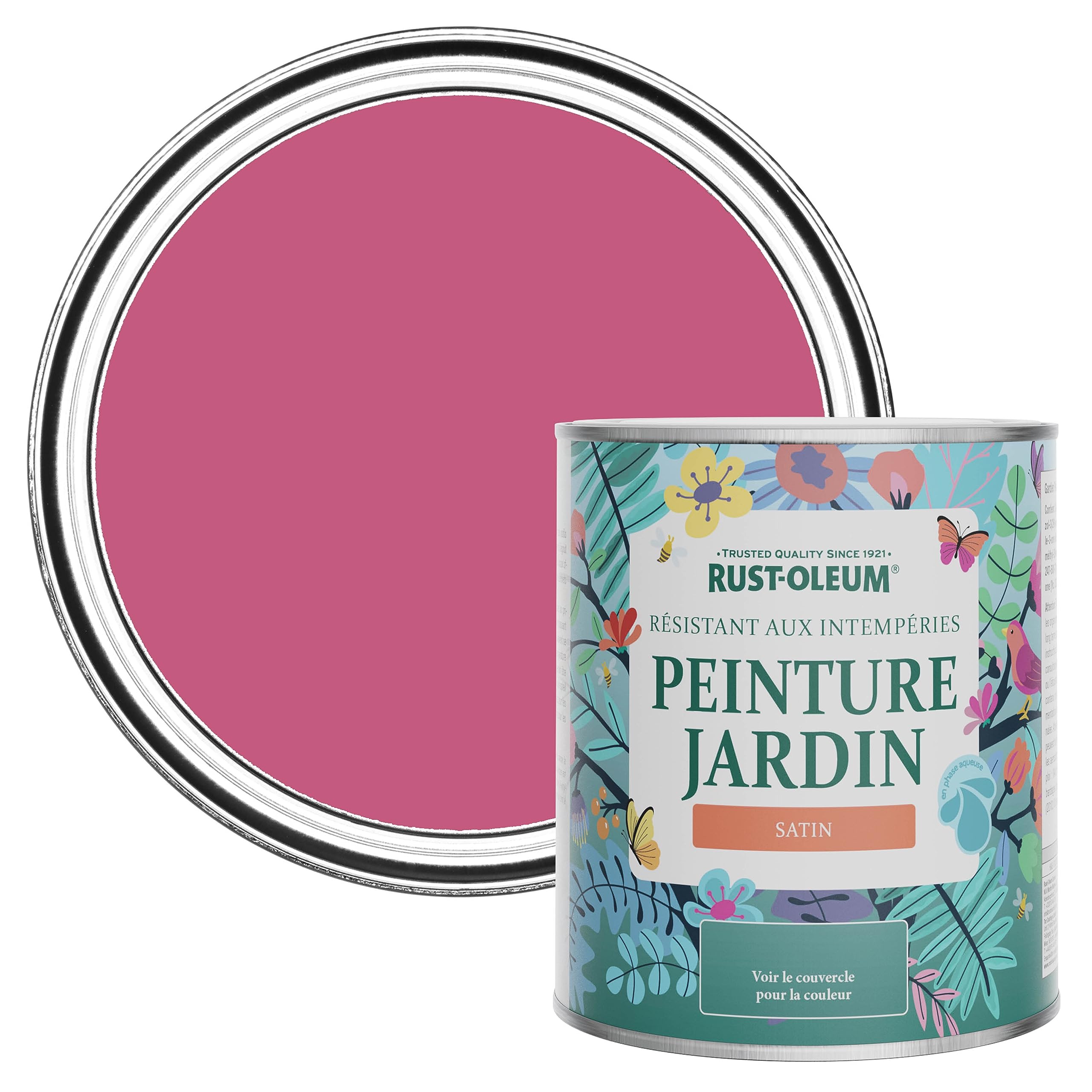 Rust-Oleum Peinture Rose Résistante à l'humidité pour Jardins, Finition Satinée - Framboise 750ml
