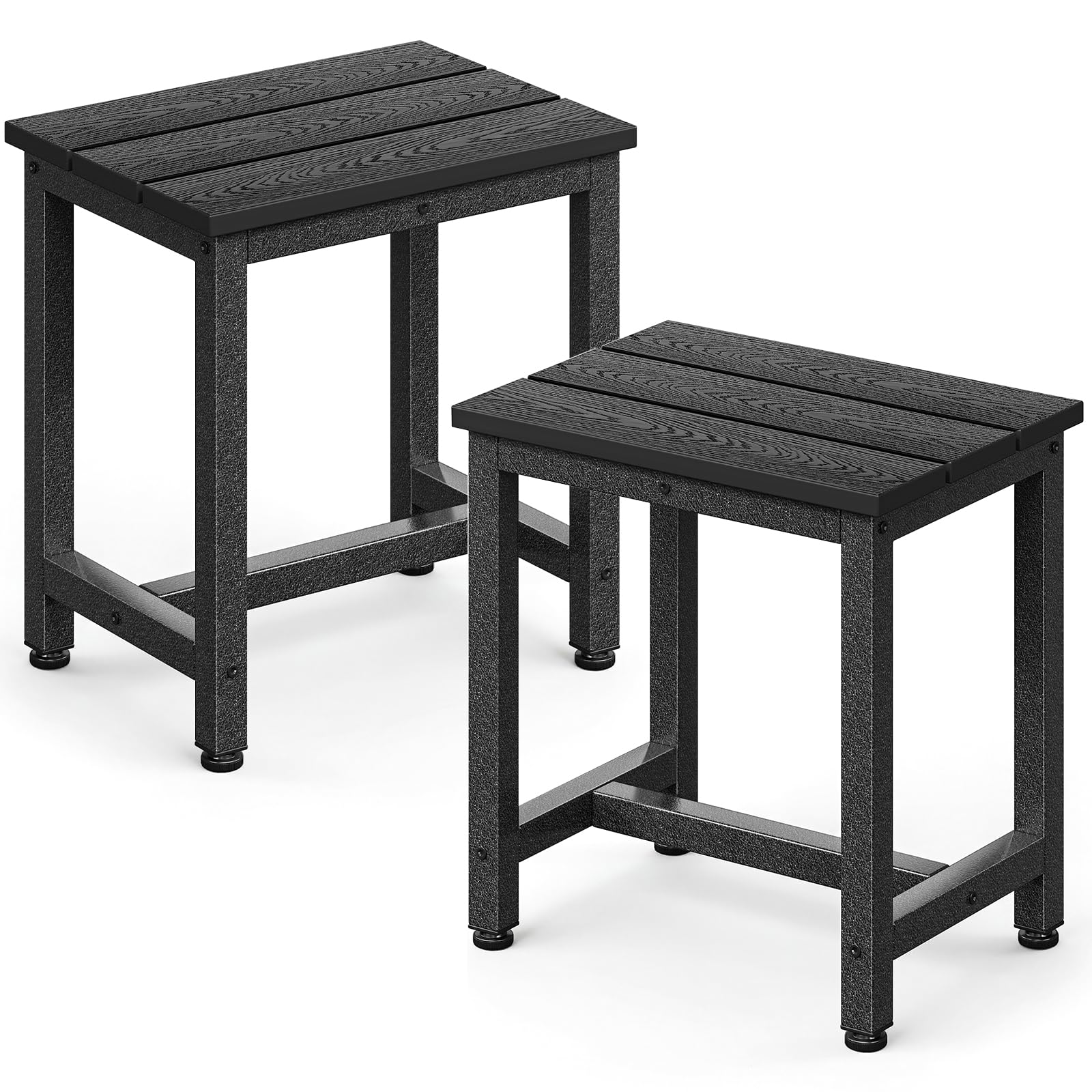 Table d'appoint de jardin ODK Adirondack, lot de 2 tables noires résistantes au spa