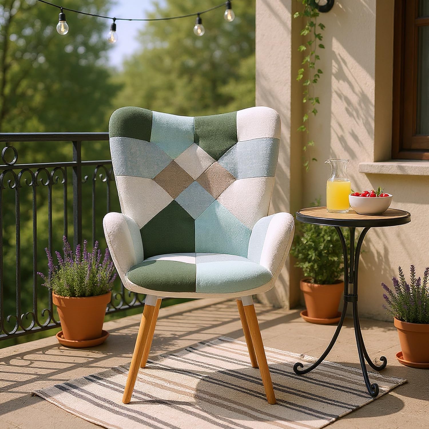 Fauteuil de loisirs scandinave aqua avec dossier moelleux et assise ultra épaisse