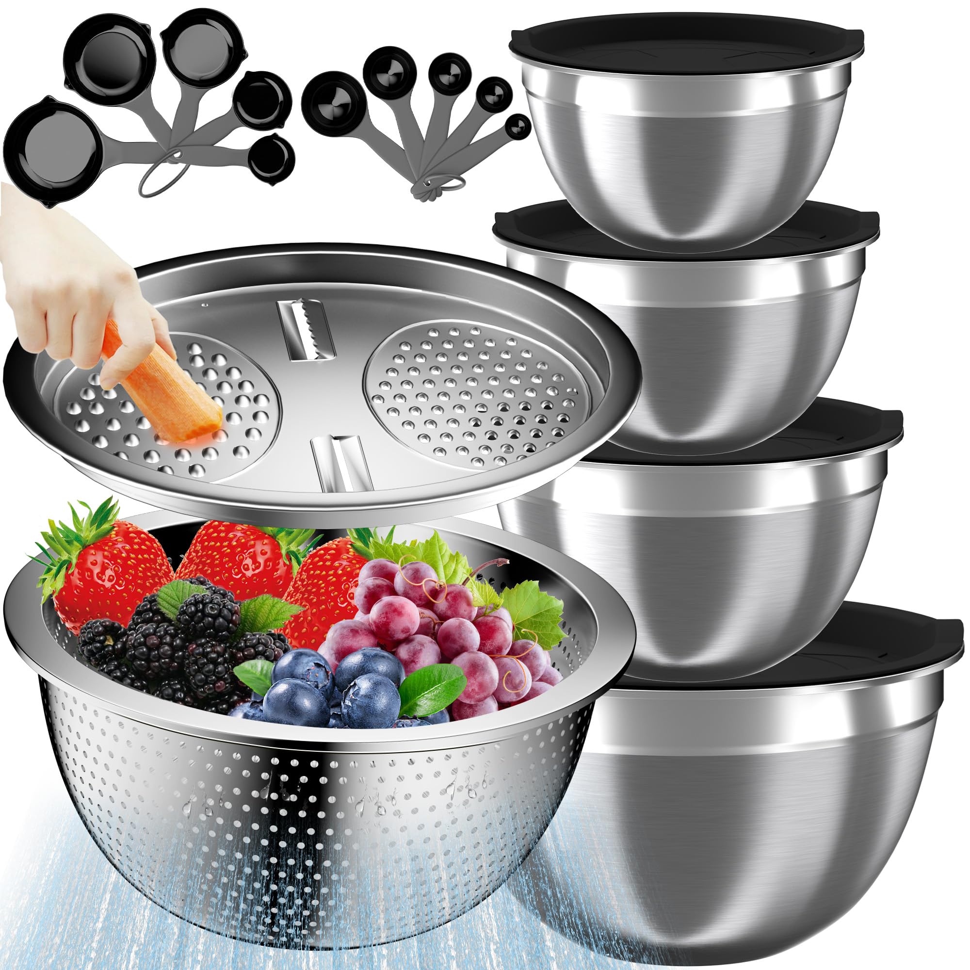 Mixing Bowls with Lids Set, 16PCS Stainless Steel Mixing Bowls,Nesting