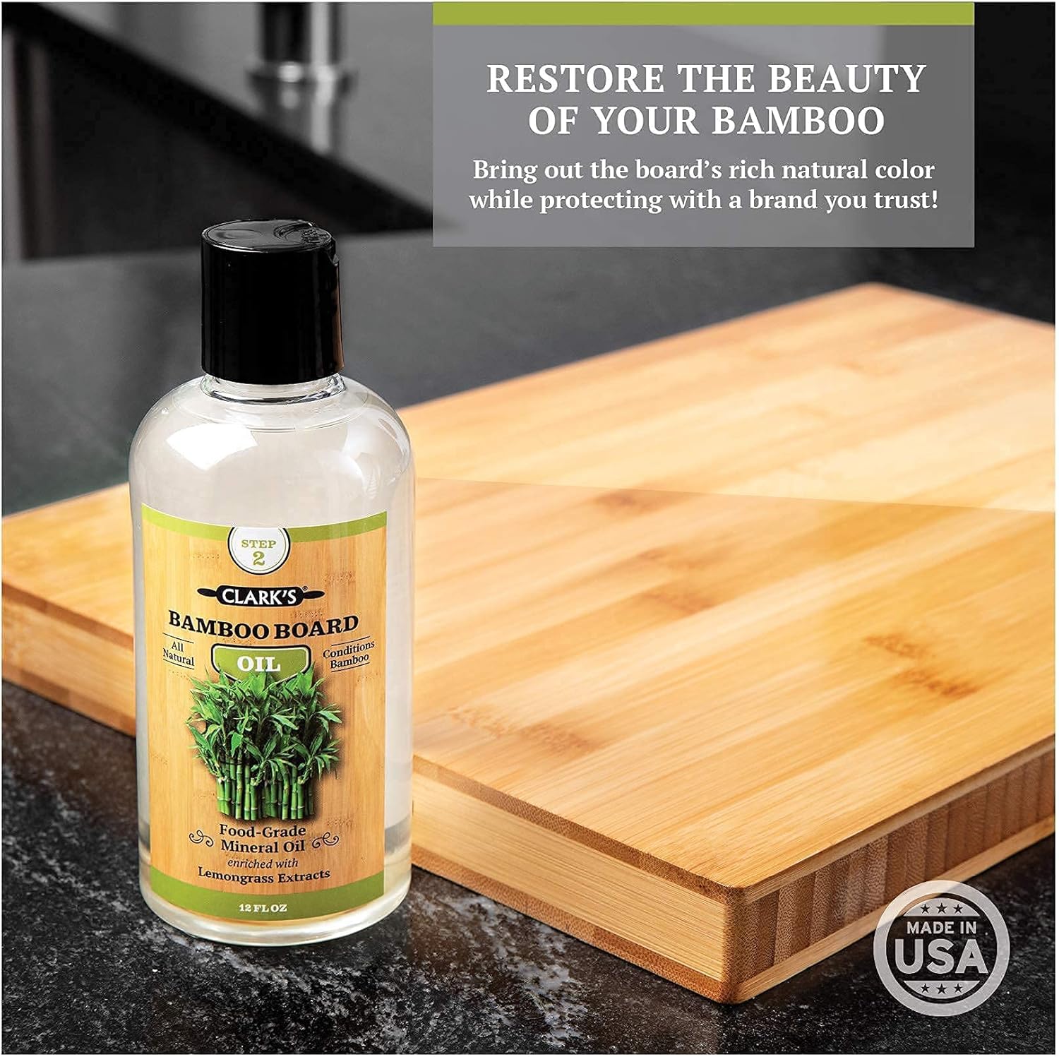 CLARK'S Bamboo Board Oil, Wax, Buffing Pads, and Small Applicator Cutting Board Care