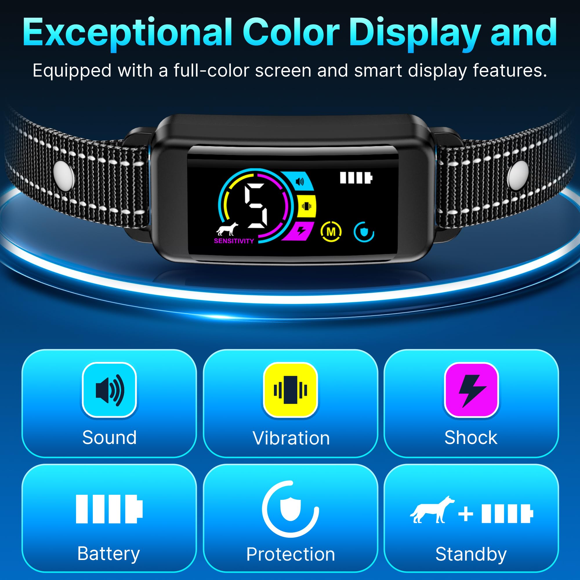 Dog Bark Collar-Automatic Stop Barking Collar for 10-120lbs Dogs, with 3 Adjustable Sensitivity Modes Beep Vibration Shock,IP67 Waterproof - Effective No Bark Collars (Black) - 5