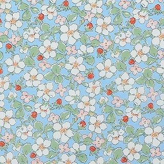 Hanjunzhao Strawberry Floral Blossom Print Cotton Fabric by The Yard for Quilting, Sewing, Crafting, Bags, Crafts, or Craft Party Home Décor, Pre-cuts 36 x 63 inch - Blue