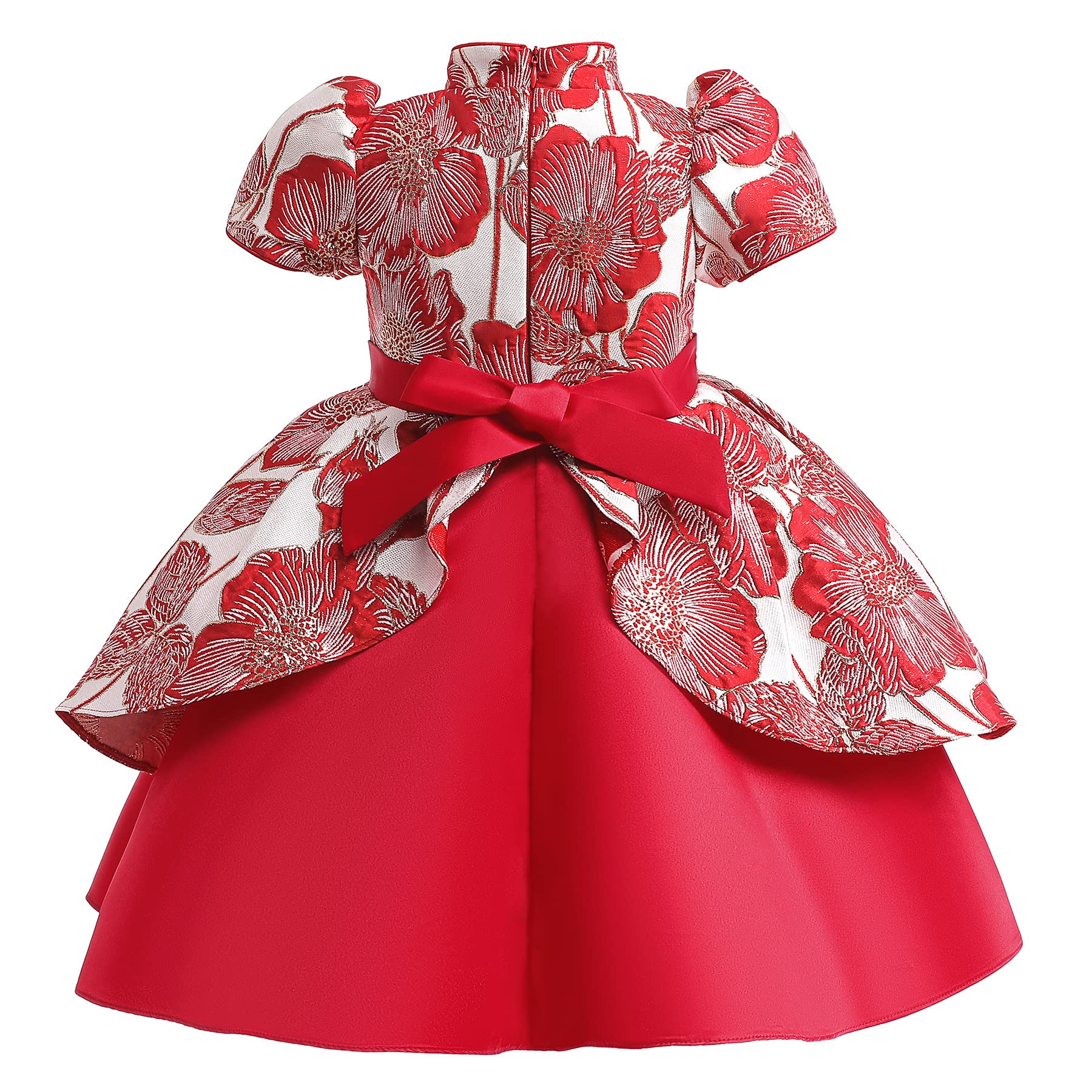 Dziewczęce sukienki w stylu chińskim na ślub Cheongsam Sukienki dla dziewczynek księżniczki sukienki z haftem czerwony dzieci