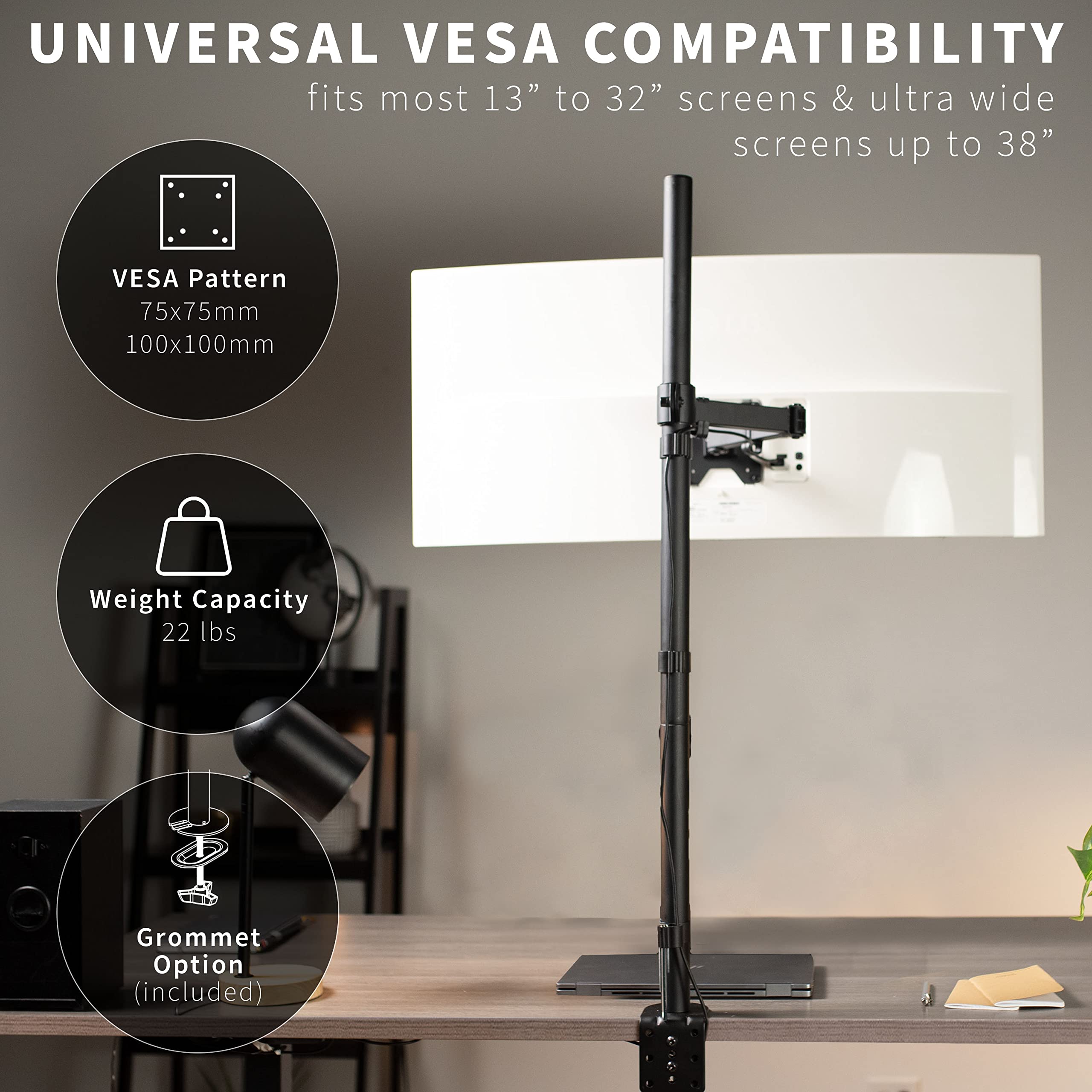 VIVO Single Monitor Mount Extra Tall 