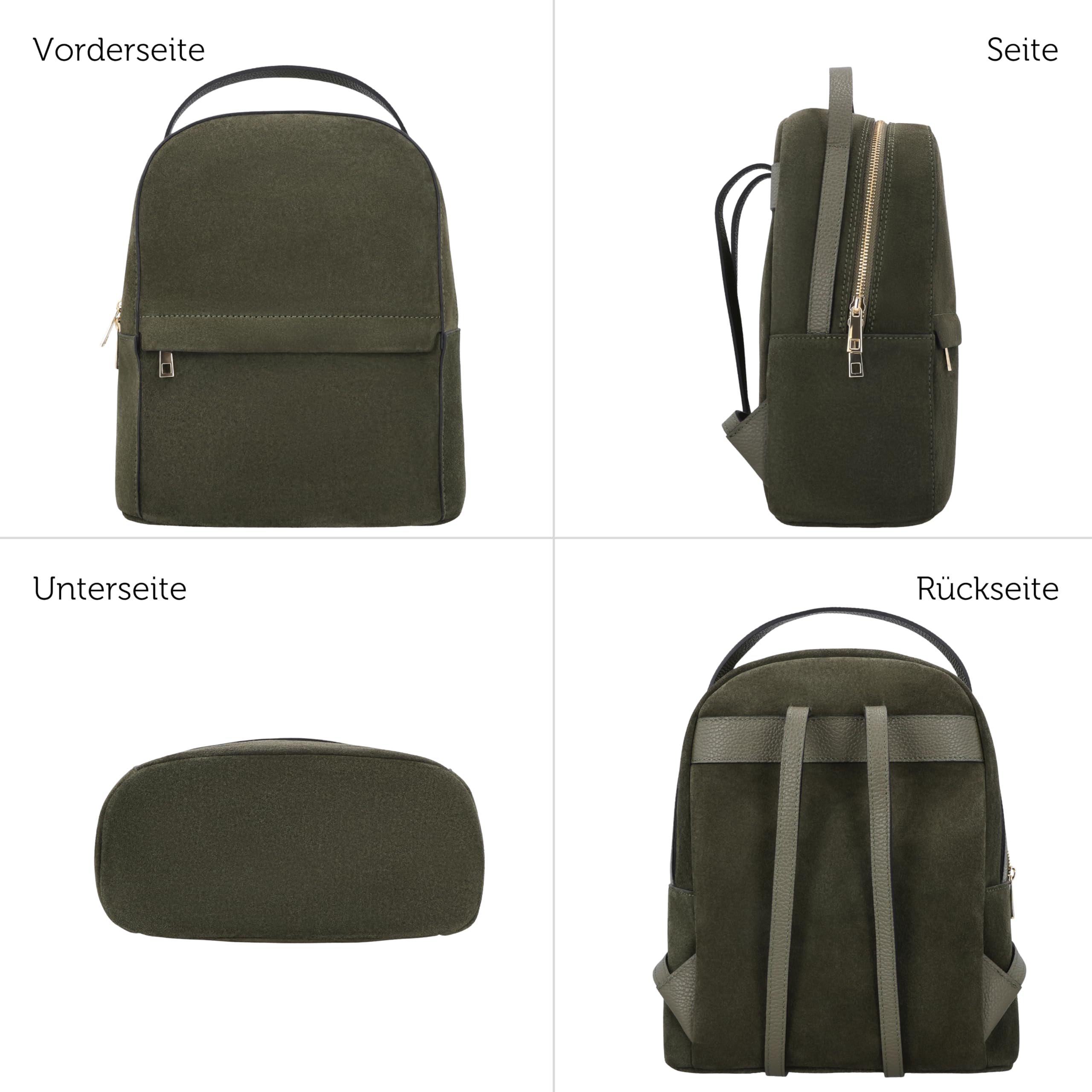 Gusti Leder Rucksack Malene, Grün, Damen, Leder, 14x29.5x30 cm