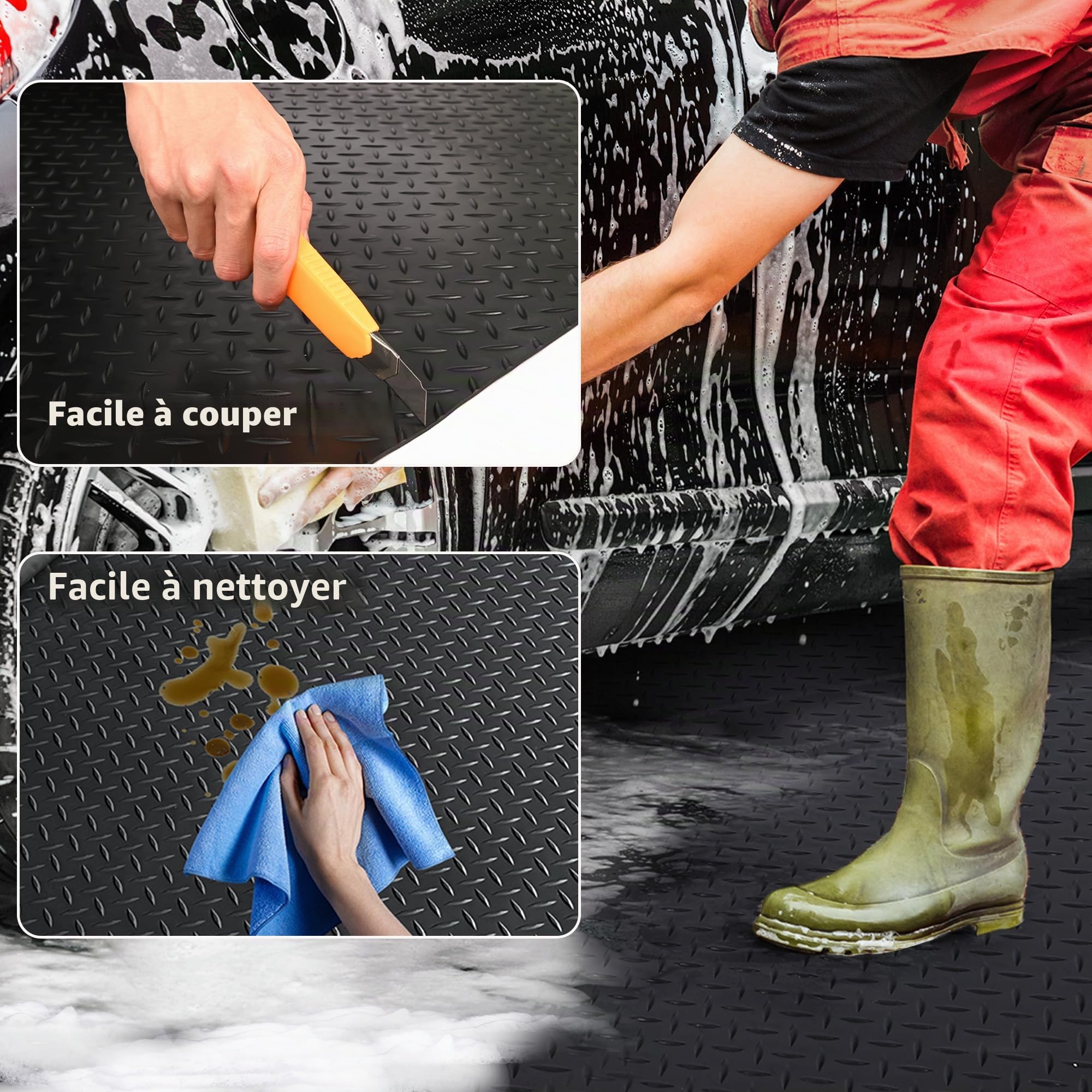 Uyoyous Tapis de Sol en Caoutchouc Antidérapant 100 x 500 cm, Épaisseur 3 mm, pour Garage, Atelier, Protection du Sol