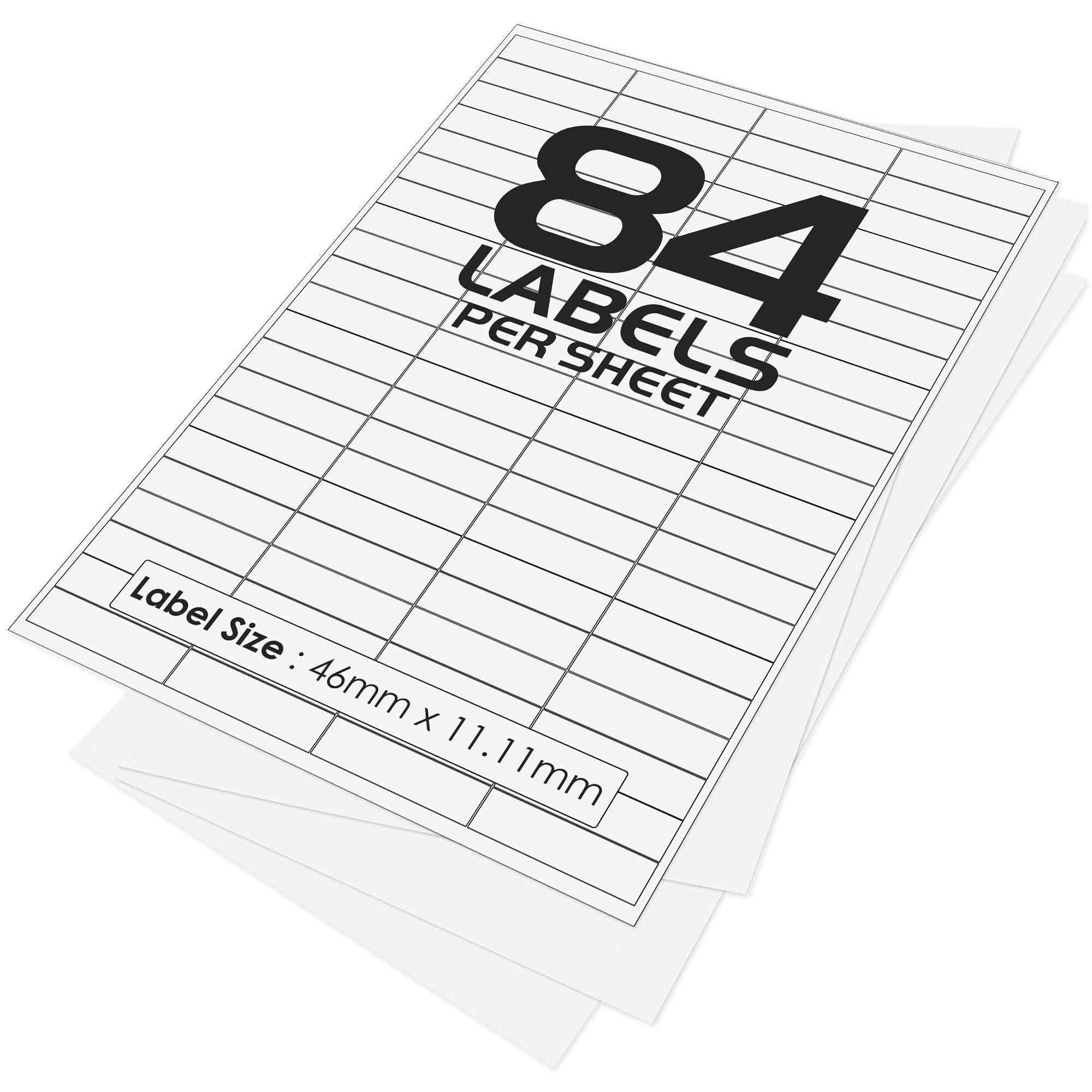 84 Per Page/Sheet, 500 Sheets (42000 Sticky Label), iSOUL White Blank Matt Self-Adhesive A4 Address Shipping Labels Stickers, Laser Inkjet Compatible L7656/J8656 Printer Paper, 46 X 11.11 mm JAM Free