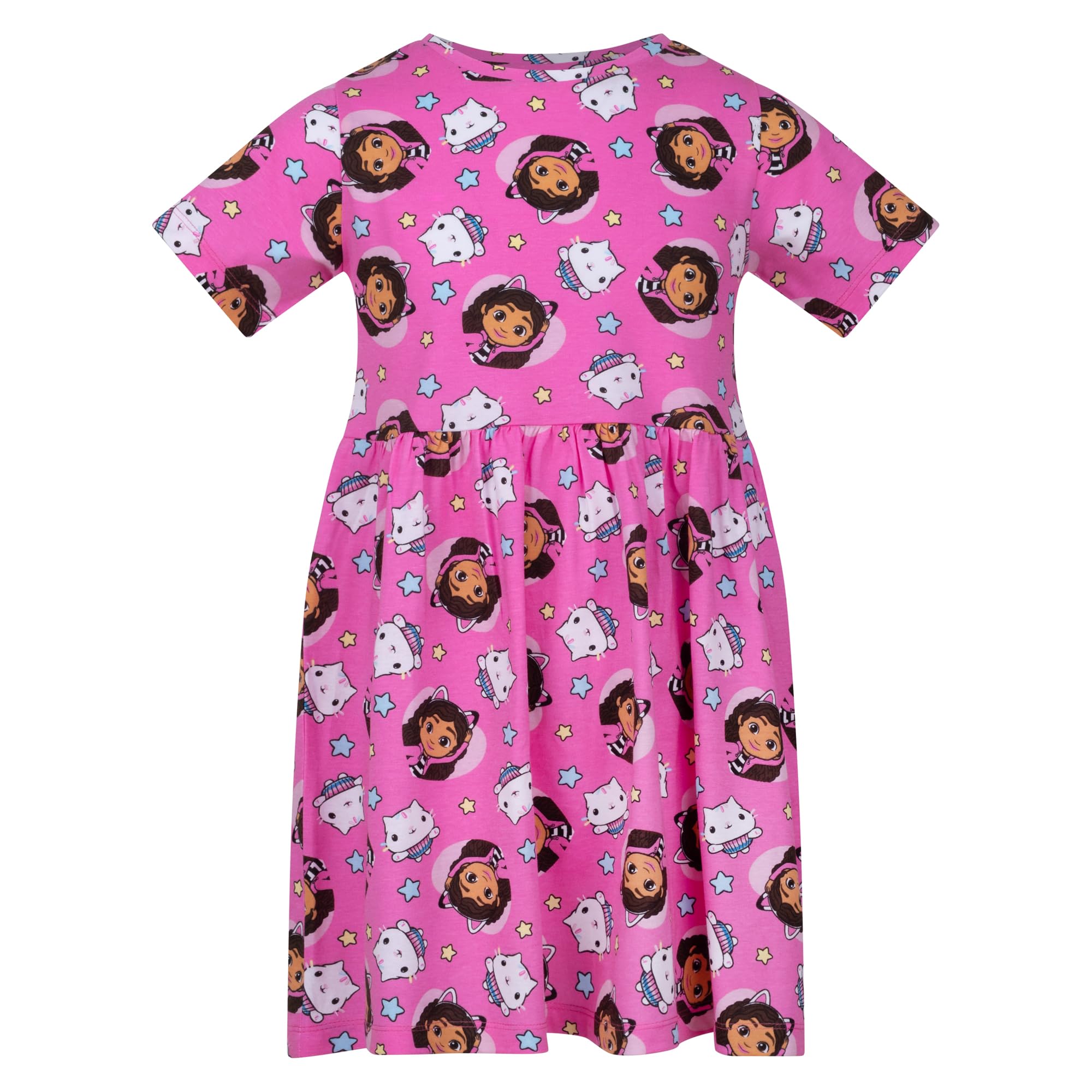 Gabby's Dollhouse AOP Day Dress, 100% Cotton, Casual Dress, Gabby, 7-8 Years: 128cm, Pink