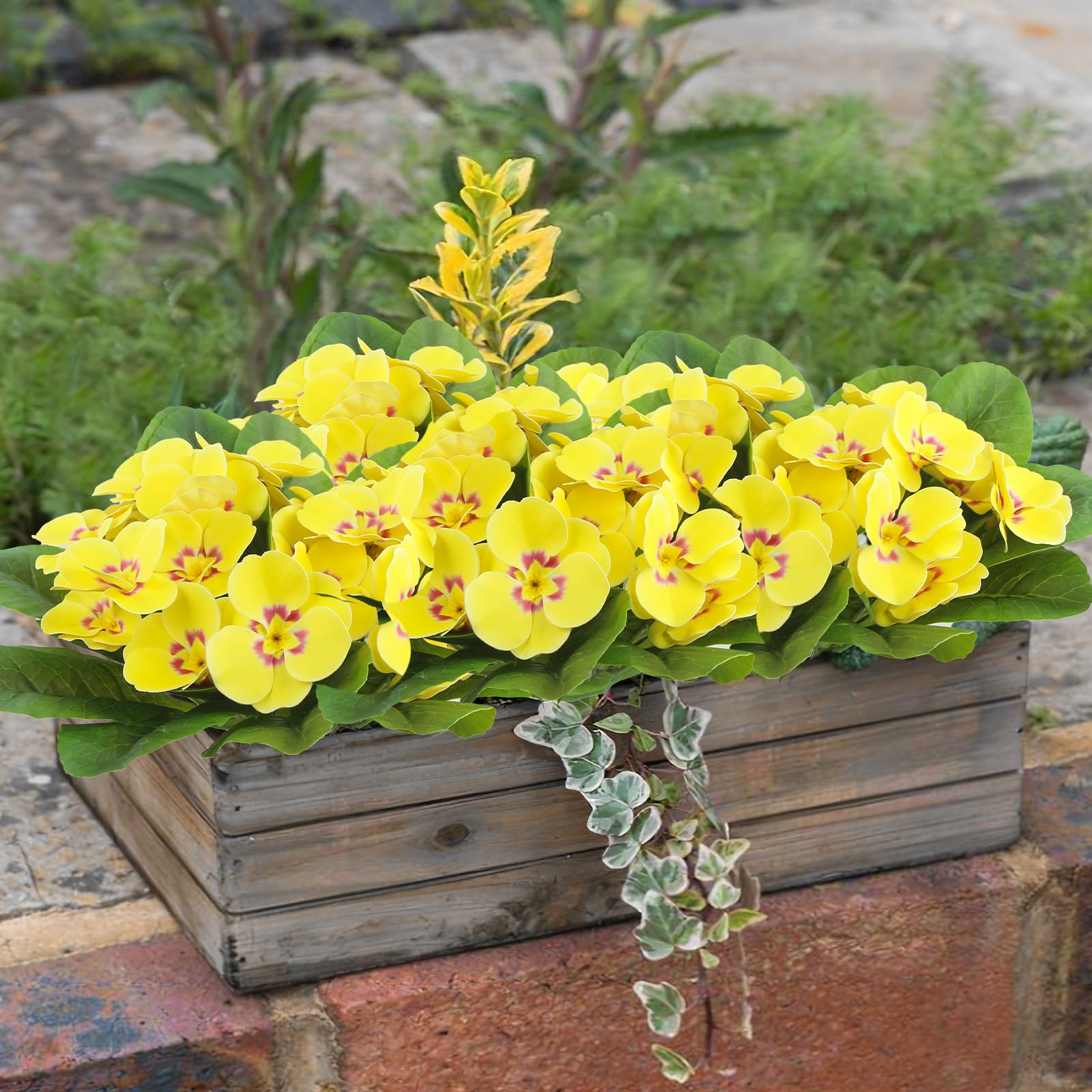 CITYES 4 x künstliche Blumen, Frühlingsblumen, gelb