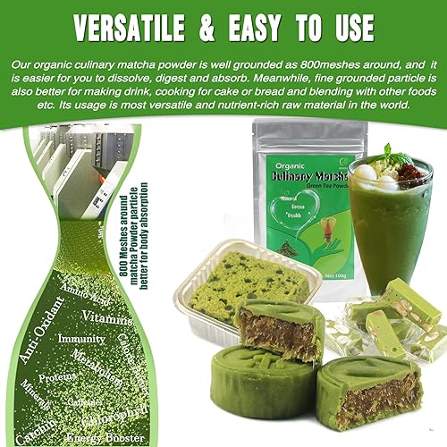 Miniatura 7 de Polvo de té verde matcha orgánico matcha japonesa polvo de matcha de grado culinario polvo de té machata puro 35 onzas