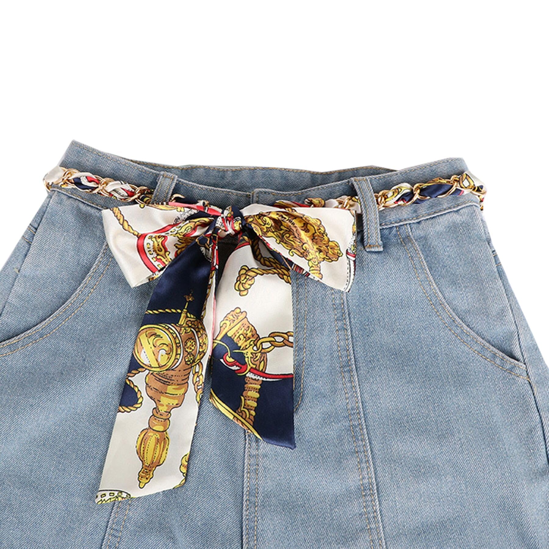 NIDMIDO Women Satin Chain Knotted Waist Skinny Belt Dress Waist Belts Bohemian Satin Sash Belts for Jeans Pants