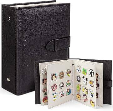 tutata Enamel Pin Display Book, Portable PU Leather Pin Holder, Black
