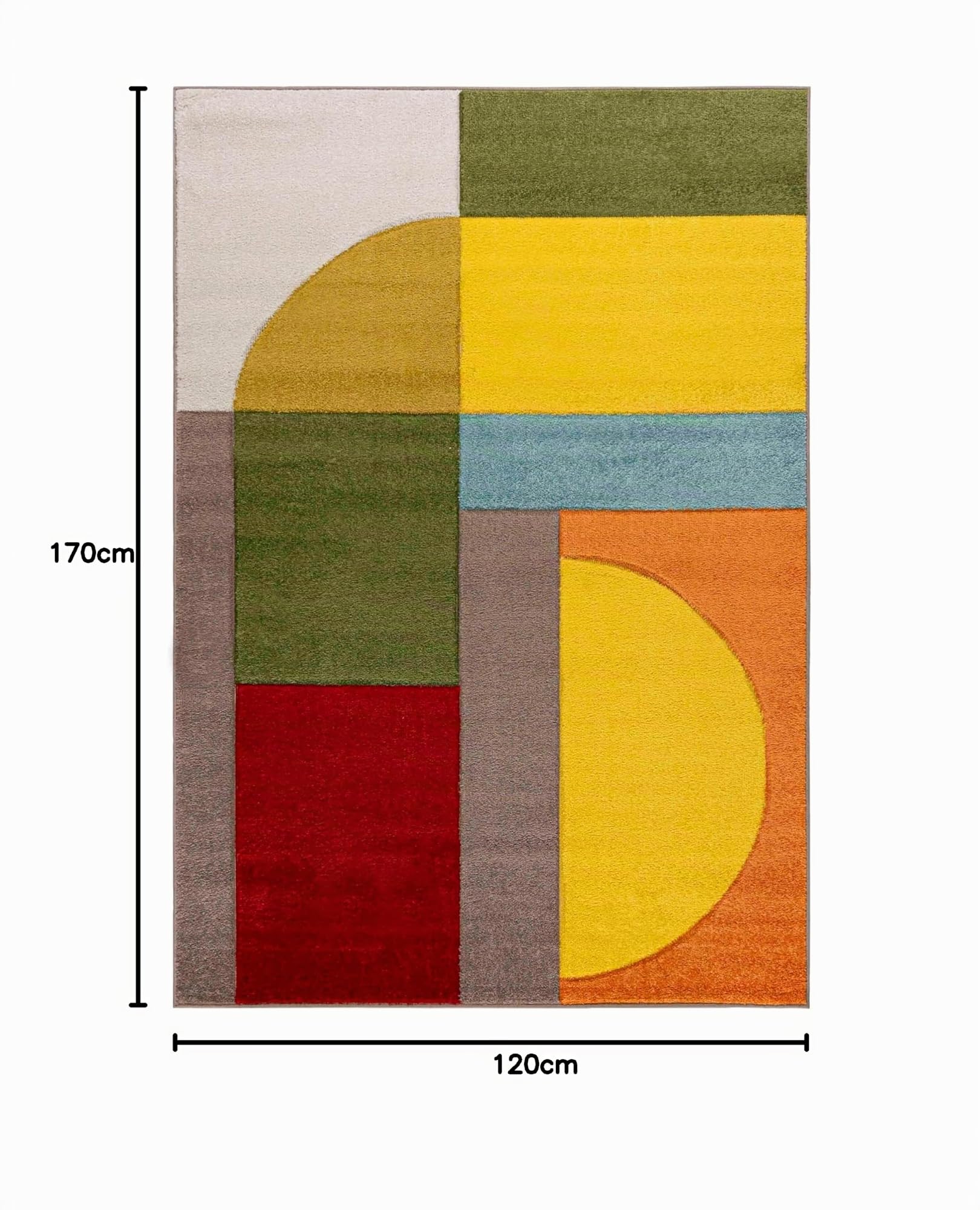 Mazovia Tappeto moderno geometrico a pelo basso - Tappeto colorato morbido per soggiorno, camera da letto, sala da pranzo - certificato ÖKO-TEX - Tappeto con motivo geometrico colorato 120 x 170 cm