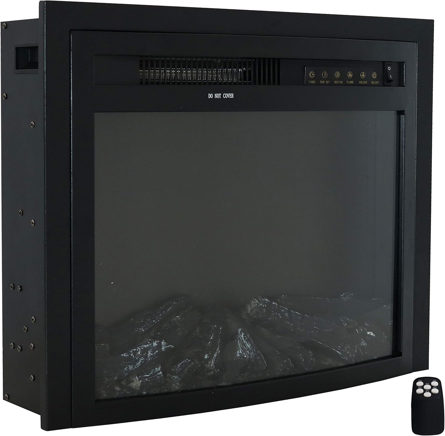 Gеt Chеар Prісе Sunnydaze Contemporary Comfort 23-Inch Indoor Electric Fireplace Insert - Modern Horizontal Recessed Electronic Fireplace - 9 Color Options for Flames/Logbed - Black Finish