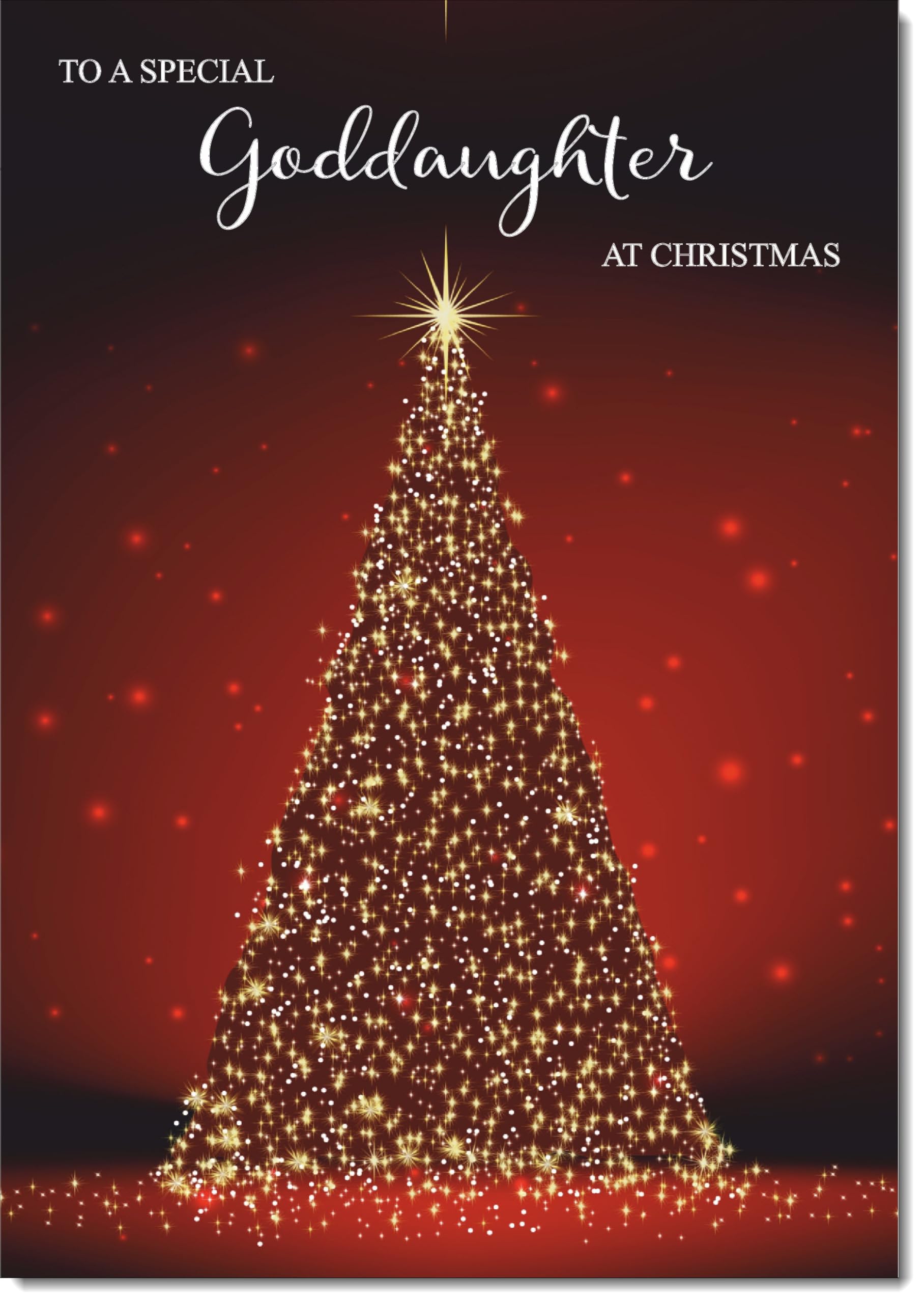 doodlecards Goddaughter Christmas Card Red Christmas Tree Large A4 Size Christmas Card for Goddaughter with Plain Envelope — image 1