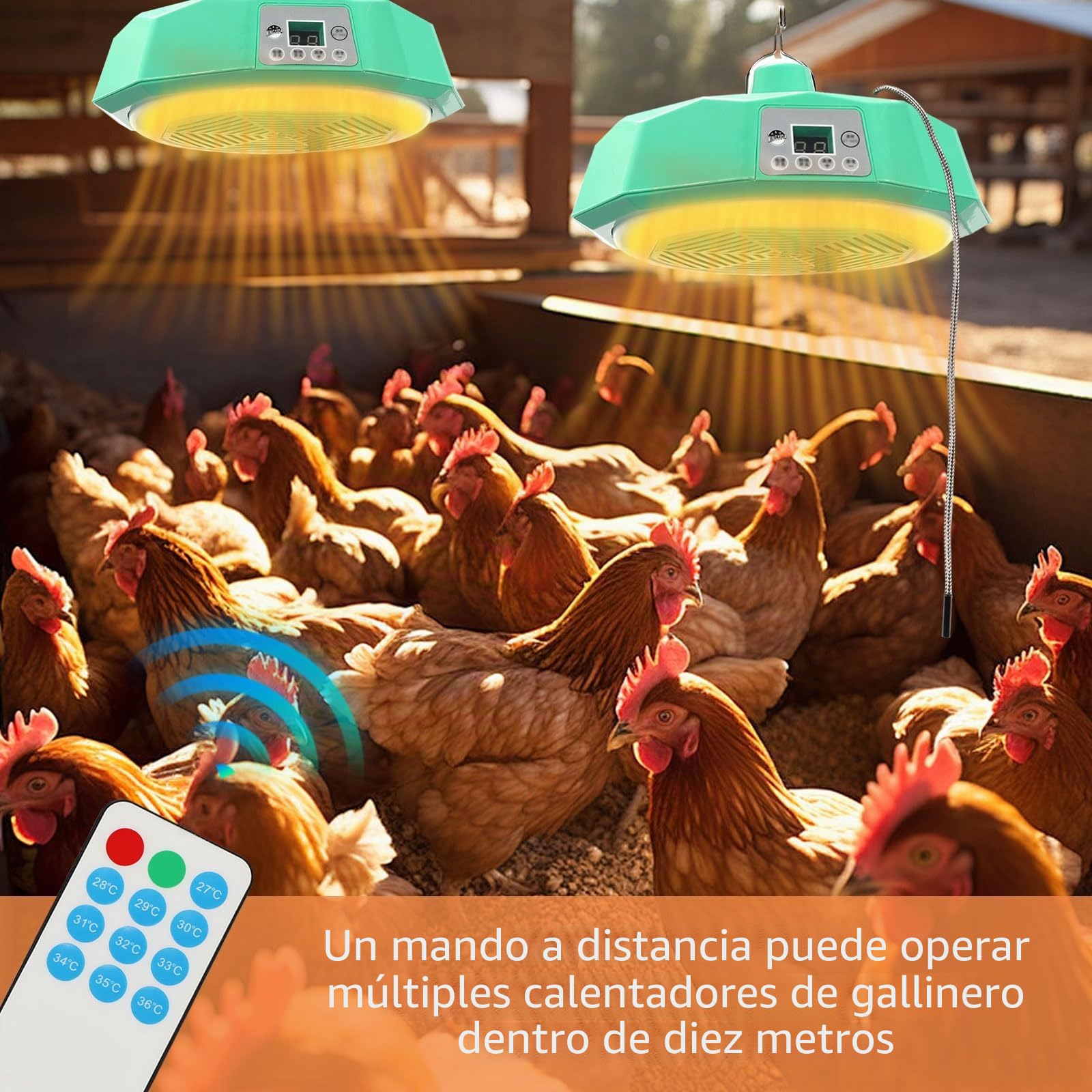 Calentador de Pollitos, 500W Incubadoras de Pollo, Criadora de Pollitos con Mando a Distancia, Termostática Calentadores para Gallineros, Lampara de Calor, Criadora para la Cría de Pollitos, Patitos