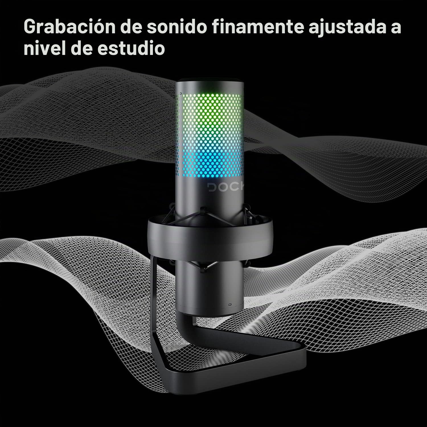 DOCKIN® Micrófono Condensador MP3000 para PC, Juegos, Podcast y Streaming - Micrófono USB de pie para grabaciones - Micrófono con Soporte Pesado [Equipo Completo]
