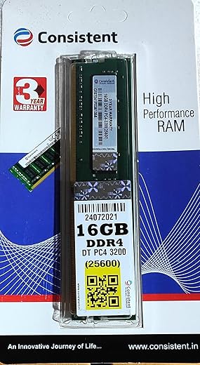 Consistent 16GB DDR4 RAM 3200Mhz Desktop RAM, Plug-and-Play, No Additional Drivers Required with 3 Year Warranty