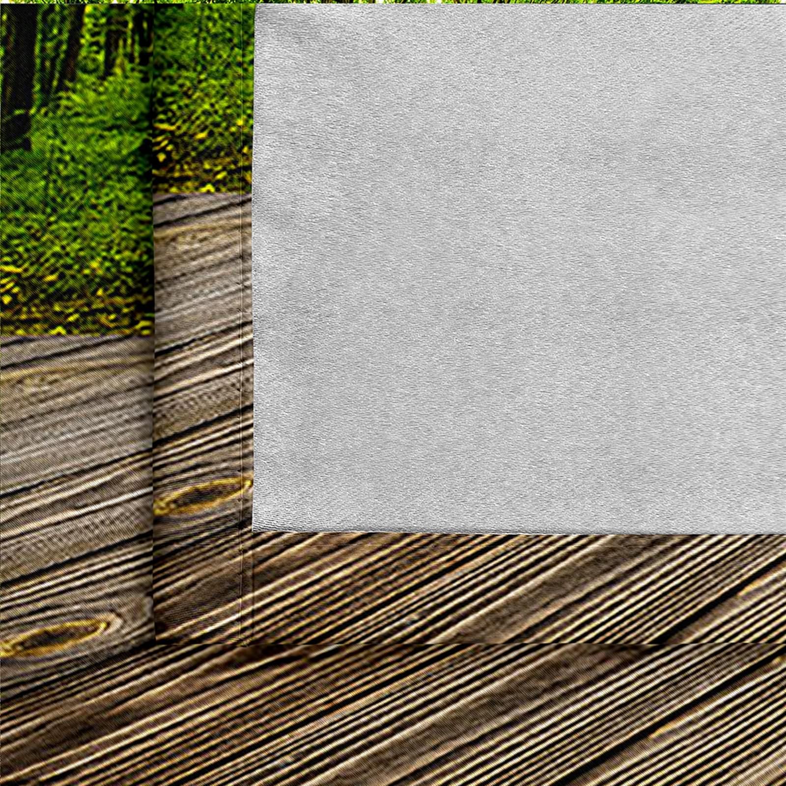 Gualiy Rideau Occultant Salon, Rideaux Thermique Fenetre Plancher en Bois et Paysage Forêt Rideaux Lot de 2 132x160cm
