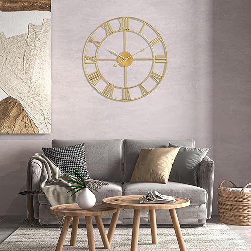 Miniatura 43 de Reloj de pared grande para decoración de sala de estar, 16 pulgadas, silencioso, sin tictac, funciona con pilas, reloj de pared moderno decorativo