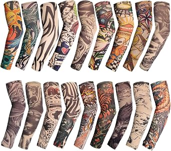 HOVEOX 18Pcs Temporary Tattoo Arm Sleeves for Men Women - Fake Tattoo Sleeves