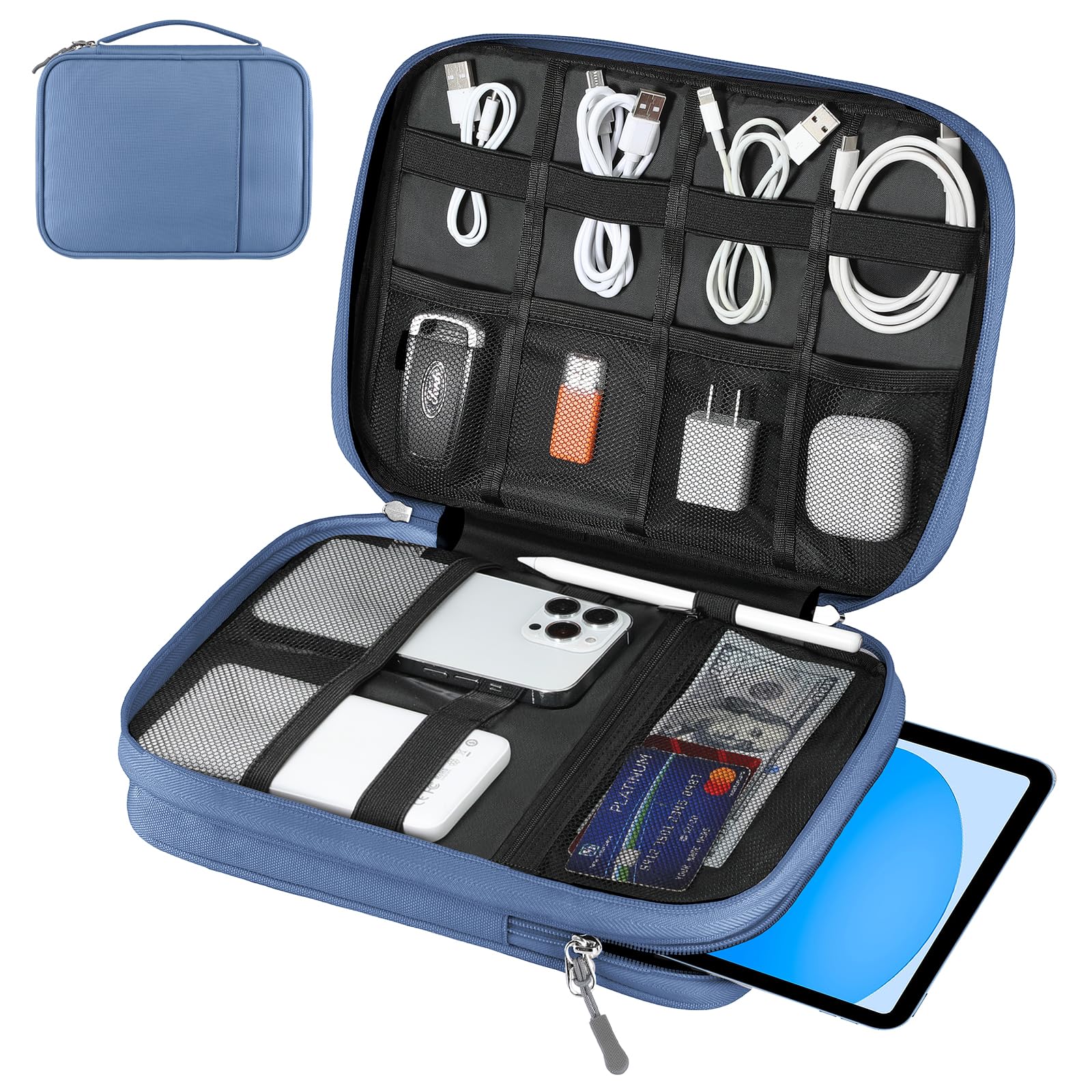 Borsa Organizer Da Viaggio Impermeabile A Doppio Strato – Per Cavi, Power Bank, Tablet, Nero
