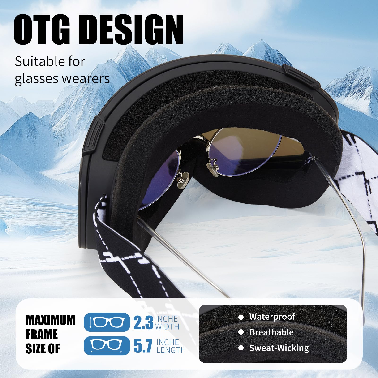 Occhiali da Sci con Magnetico Lenti Intercambiabili,YH693C Maschera da Sci OTG per Unisex Anti-UV400 Anti Nebbia Antipolvere Antivento Occhiali da Neve per Ski Ciclismo Moto