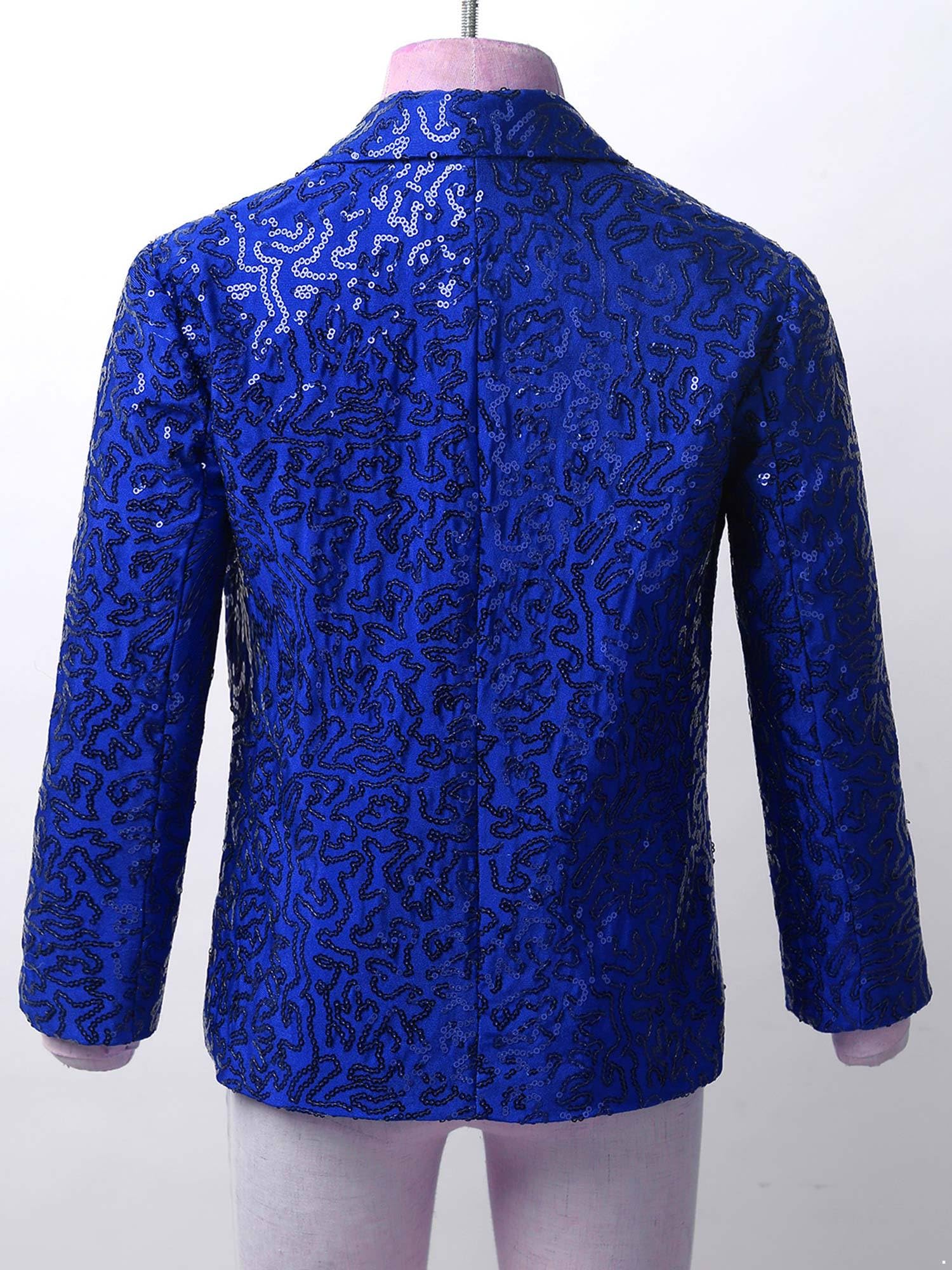 IEFIEL Chaqueta de Fiesta para Niños con Lentejuelas Rendimiento Blazer Brillante con Solapa y Sombrero Disfraz de Baile Latino Jazz Fiesta 5-16 Años