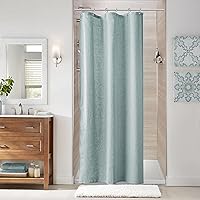 Vista 168 de Naturoom cortina de ducha de 36 pulgadas - cortina de ducha estrecha para espacio pequeño, de medio tamaño, de lino verde ultra gruesa, juego