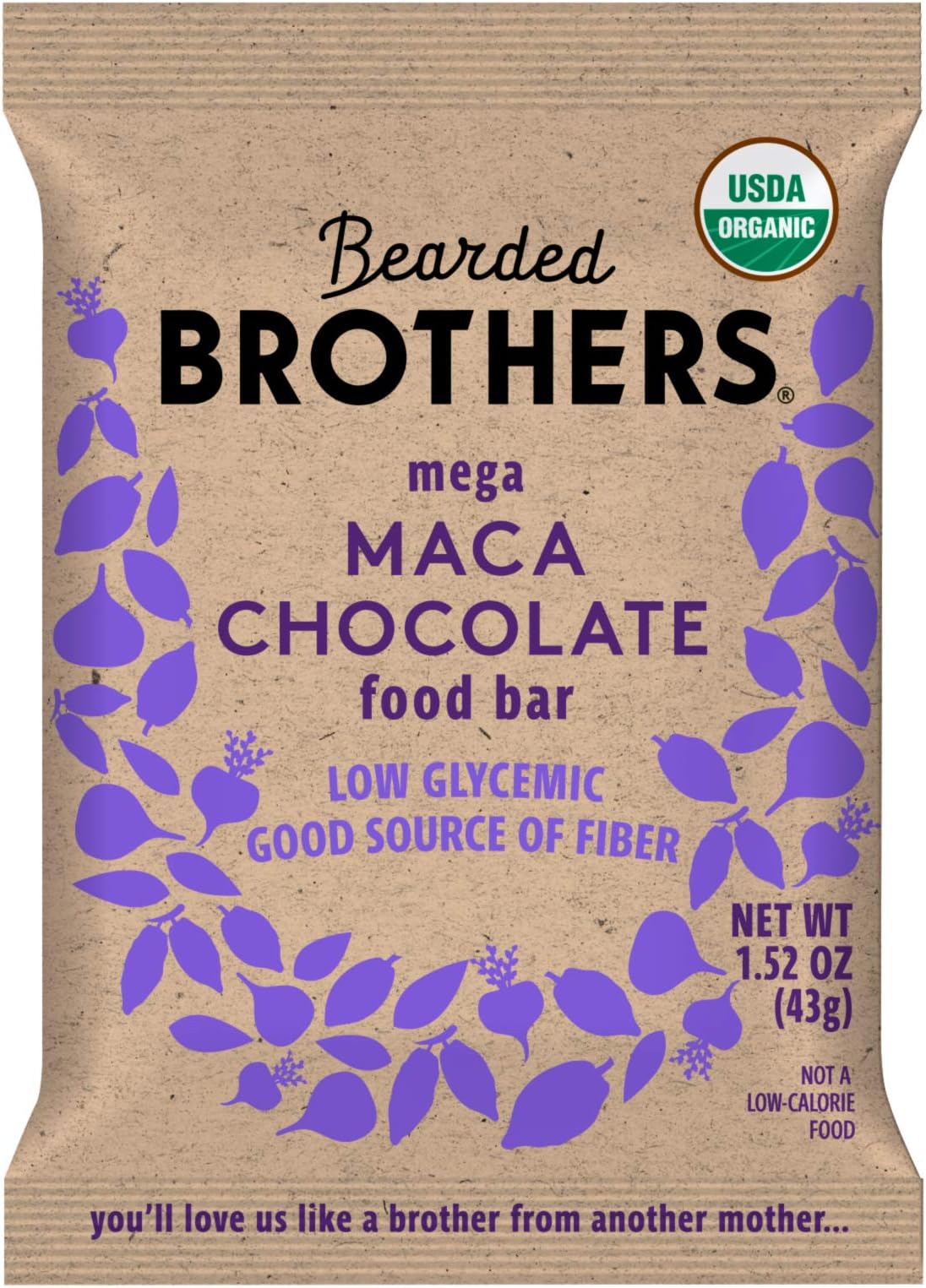 Bearded Brothers Organic Vegan Protein Energy Bars - Gluten Free, Soy Free, Paleo, Fiber, Whole 30 | Non GMO, Low Glycemic | 12 Pack Maca Chocolate