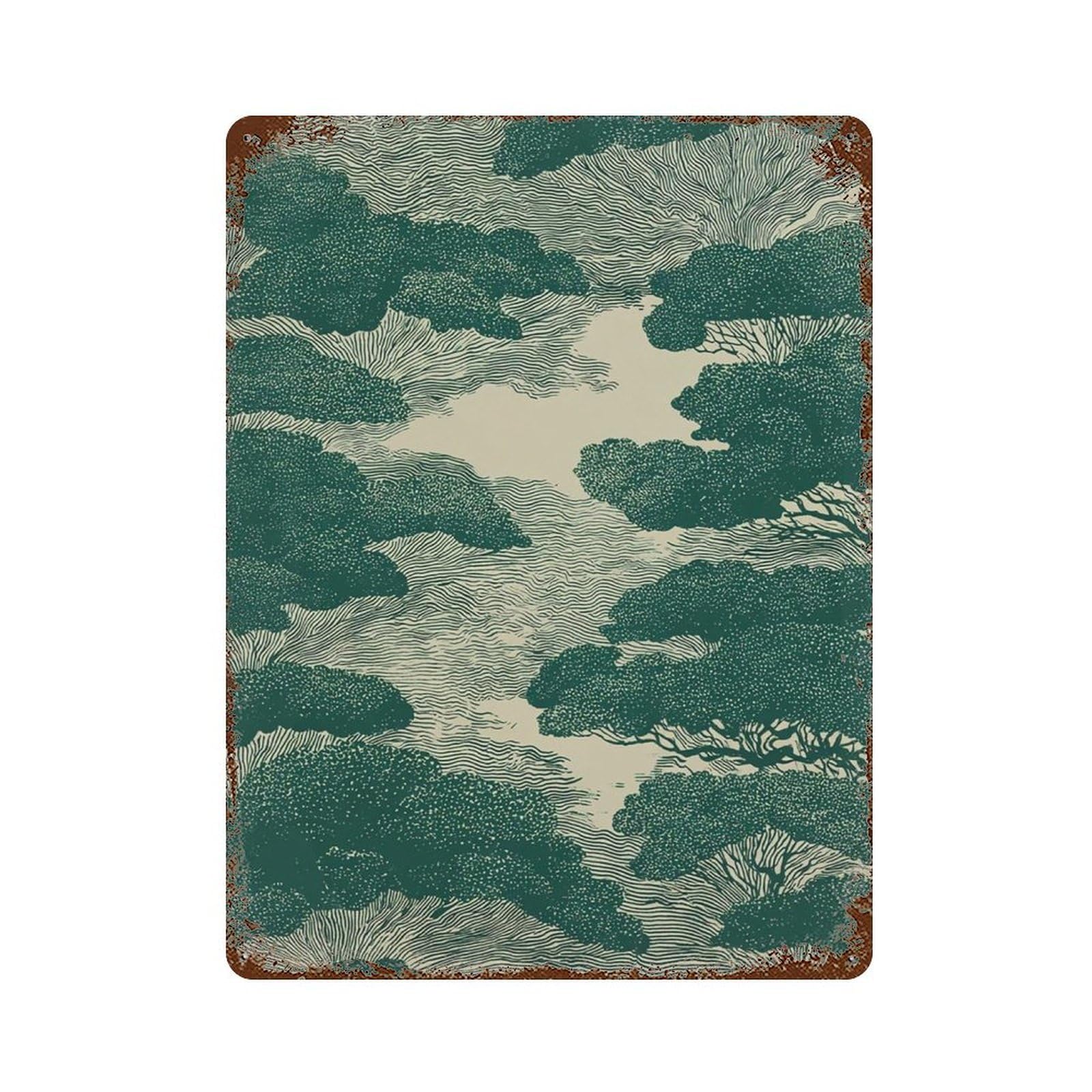 xiaoxiaoshen Abstract Forest Canopy Japanese Wall Decor Art Metal Tin Poster Modern Home Decor Art Home Bar Shop Decorations Vintage Sign 40x30cm