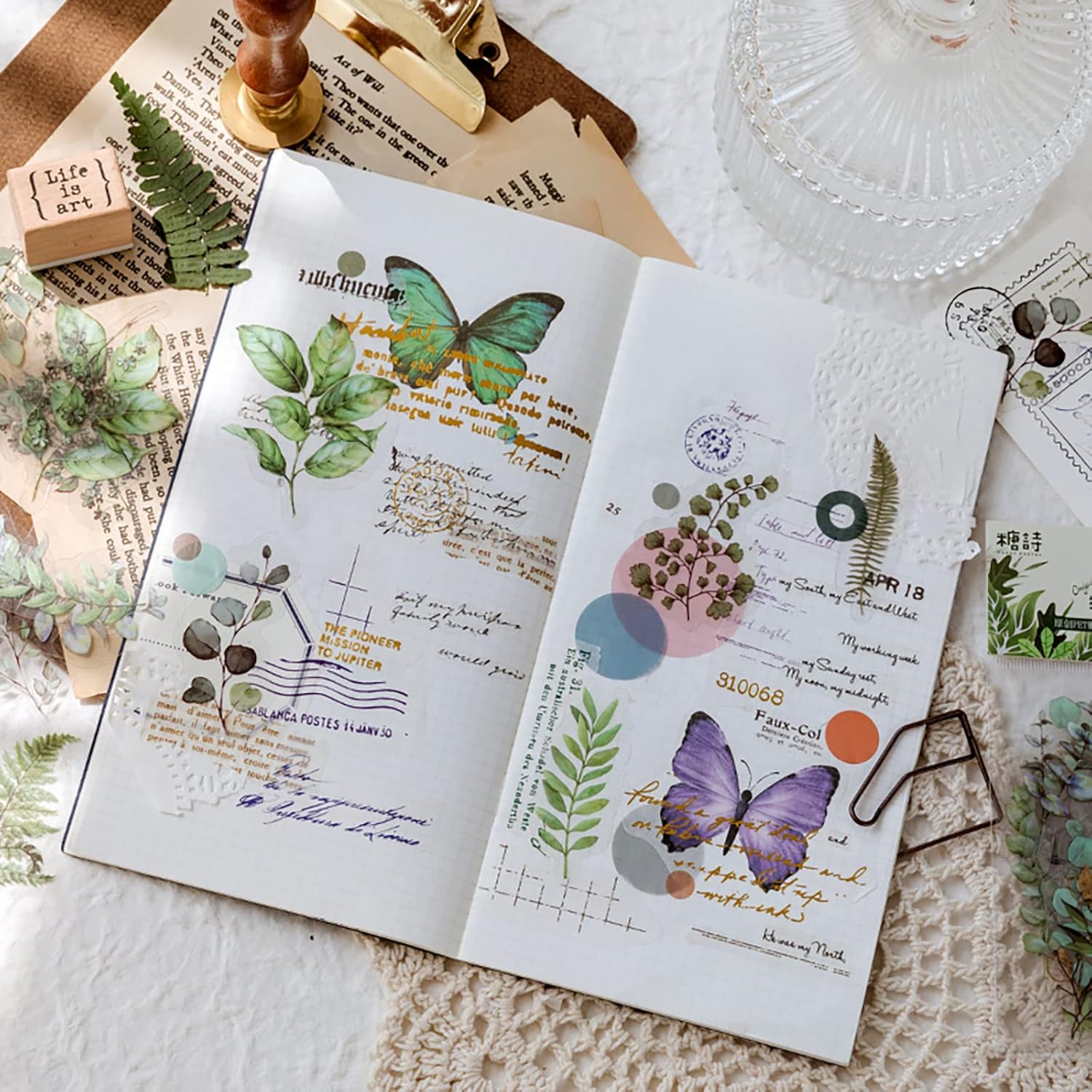 Calcoanías De Flores Vintage Naturales, 64 Calcoanías Florales