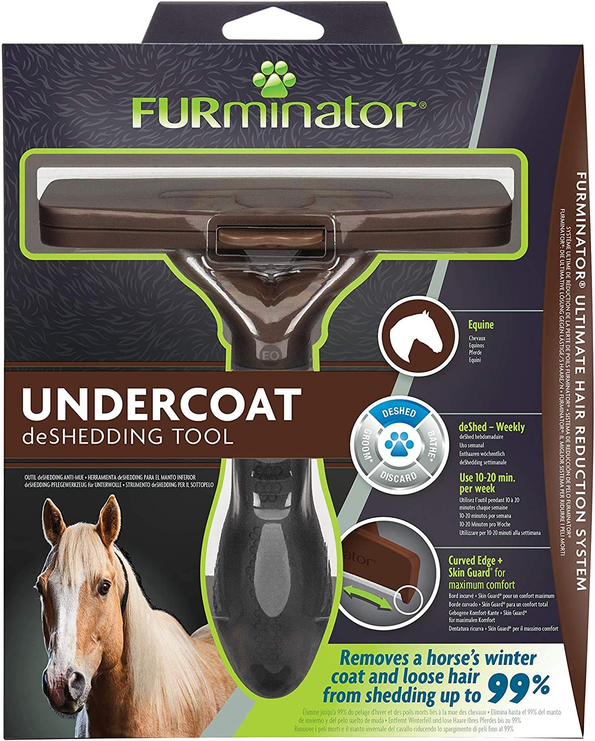 FURminator deShedding, Tool para caballos, Cepillo / Almohaza para caballos para eliminar el pelo suelto, Diseño mejorado