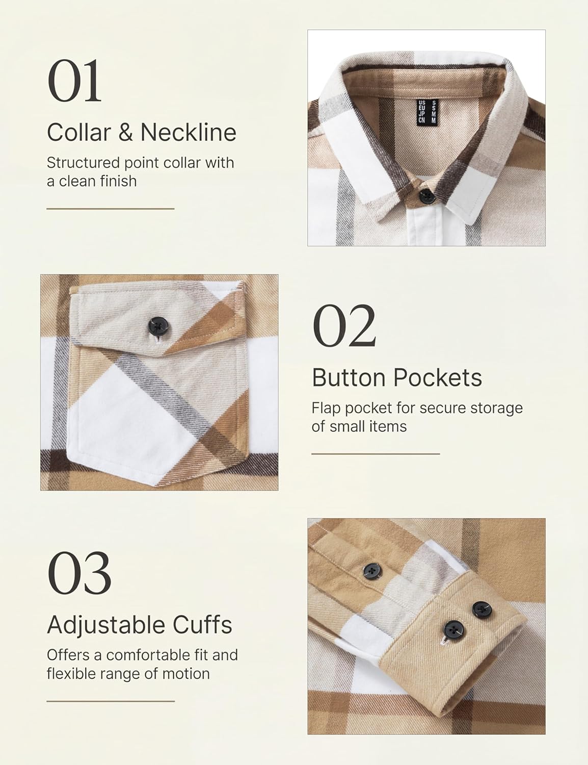 TACVASEN Men's Flannel Shirts Long Sleeve Button Down Soft Brushed Cotton Flannel Casual Plaid Spring Fall Shirt - Image 6