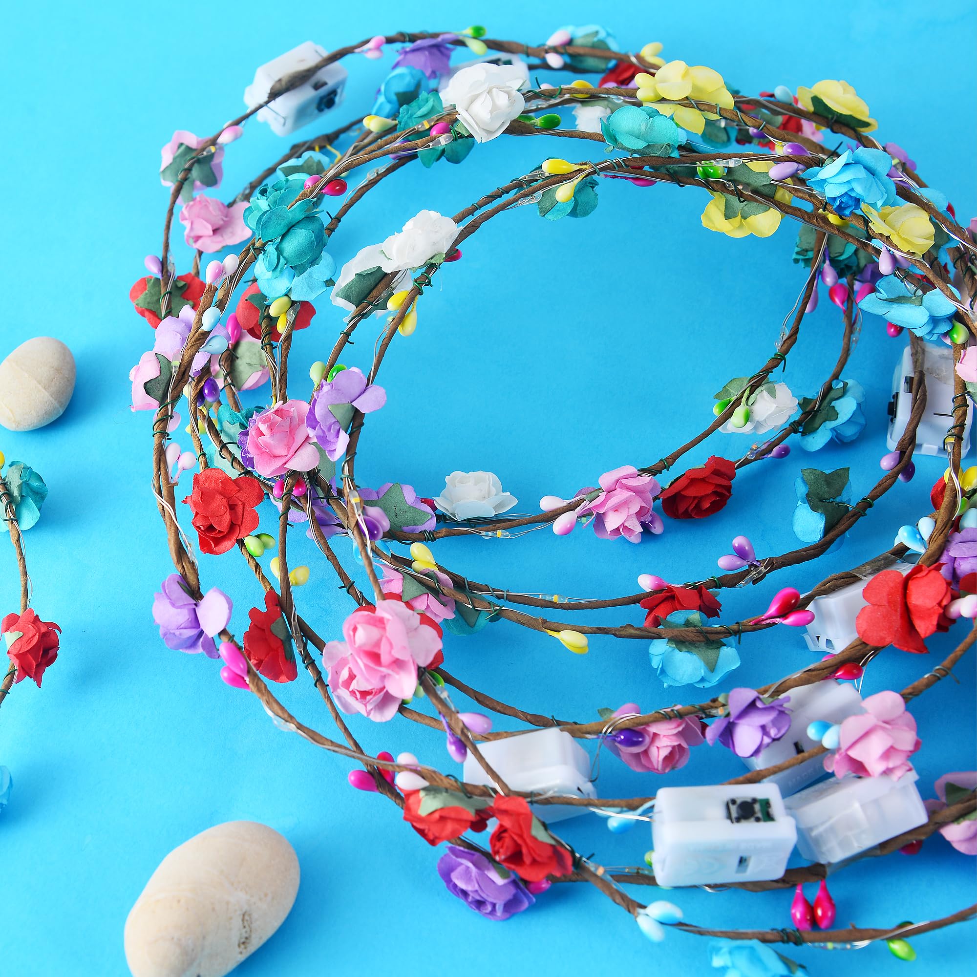 Amazon.com : QSJQAMG 50 Pcs LED Flower Crown Headband,led  display picture 1