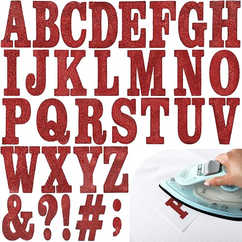 279 letras de graduación termo-adhesivas de 2 pulgadas A-Z, letras de transferencia, letras de medias de Navidad, letras para planchar en flocado,