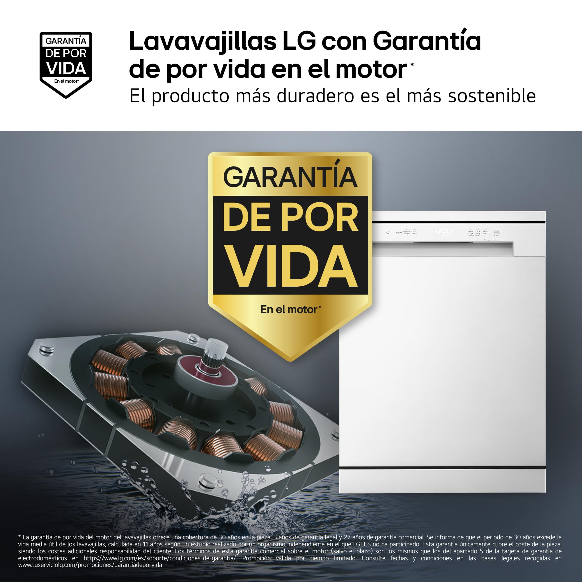 LG DF142FW - Lavavajillas con función QuadWashTM, Sistema EasyRack, LED Táctil, Eficiencia D, Blanco
