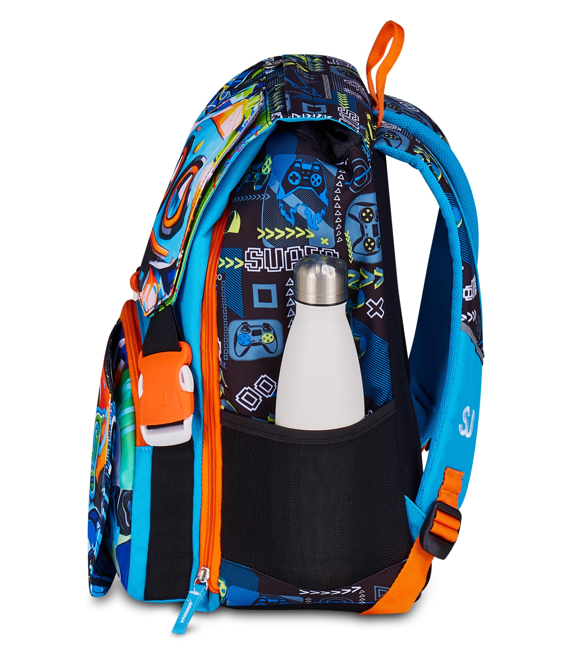 SJ GANG STYLE JAM GANG Zaino Doppio Scomparto Estensibile, Blu, Maxi Capienza, Schienale Preformato, Bambino, Scuola Elementare
