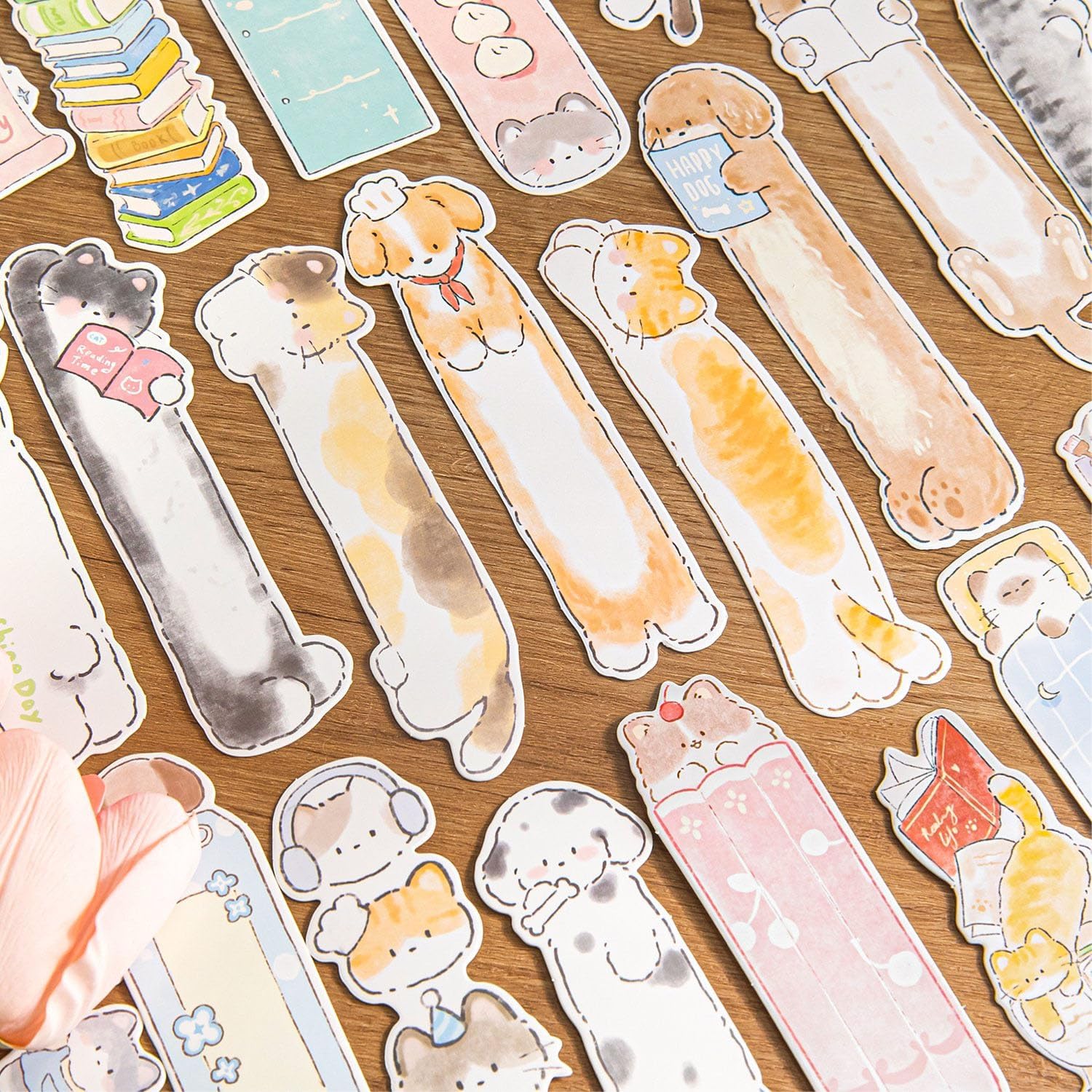 Cute Funny Animal Theme Colorful Bookmarks, 30 PCS (Cat & Dog Business)