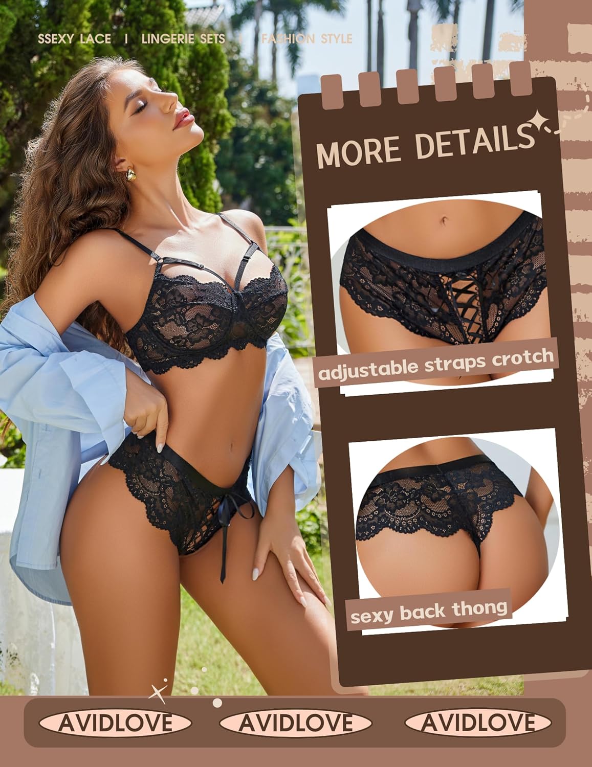 Avidlove Sexy Lingerie Set for Women Lace Bra and Panty Sets 2 Piece Outfit Underwear - Image 2