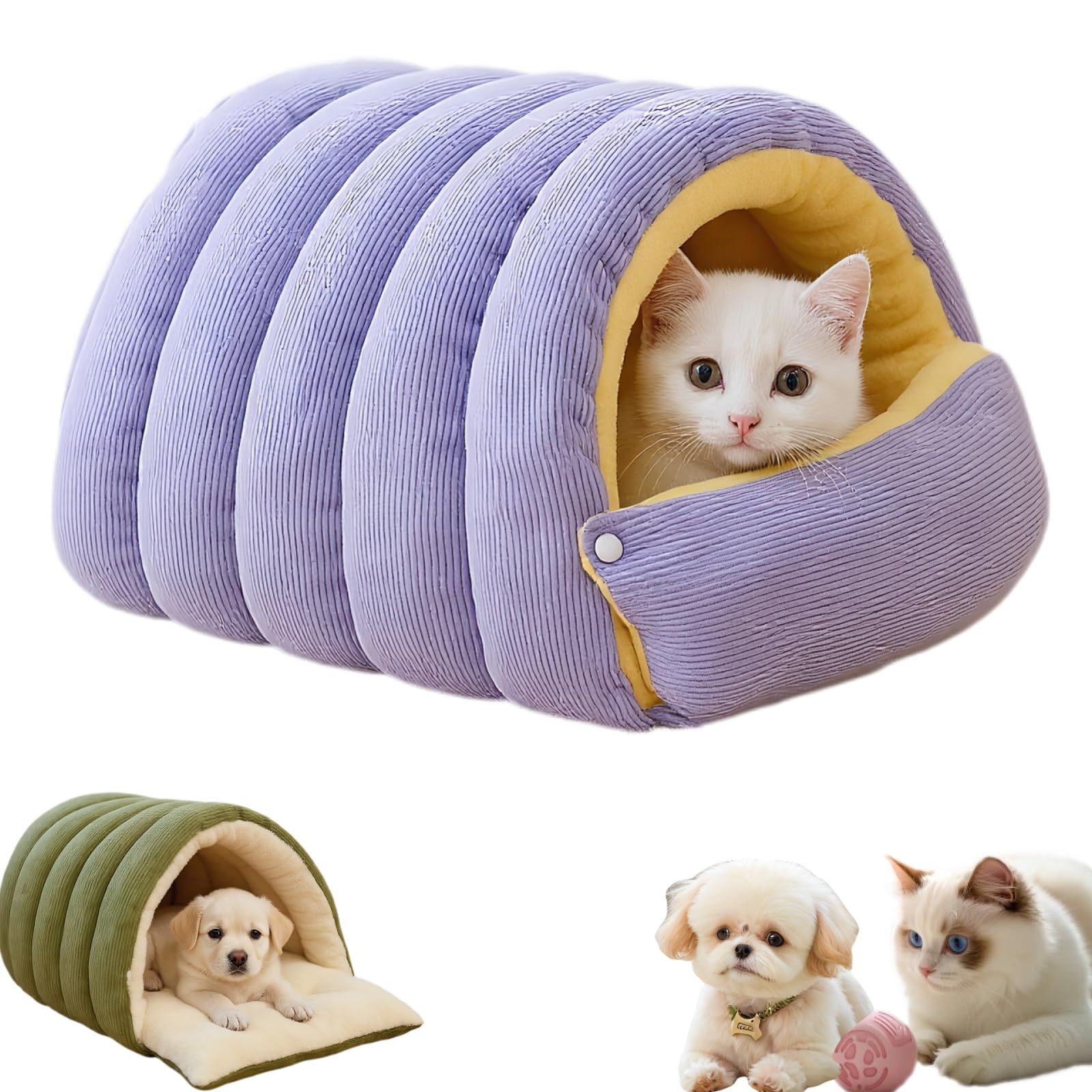 Cozy Monster Cat Bed, Pet Cave for Indoor Cats, Soft and Warm Cats House Tent Bed,Removable Washable Dual-Purpose Pet Nest,Winter Warm Cat Bed for Indoor Cats,Kittens and Small Dogs (Purple, M)