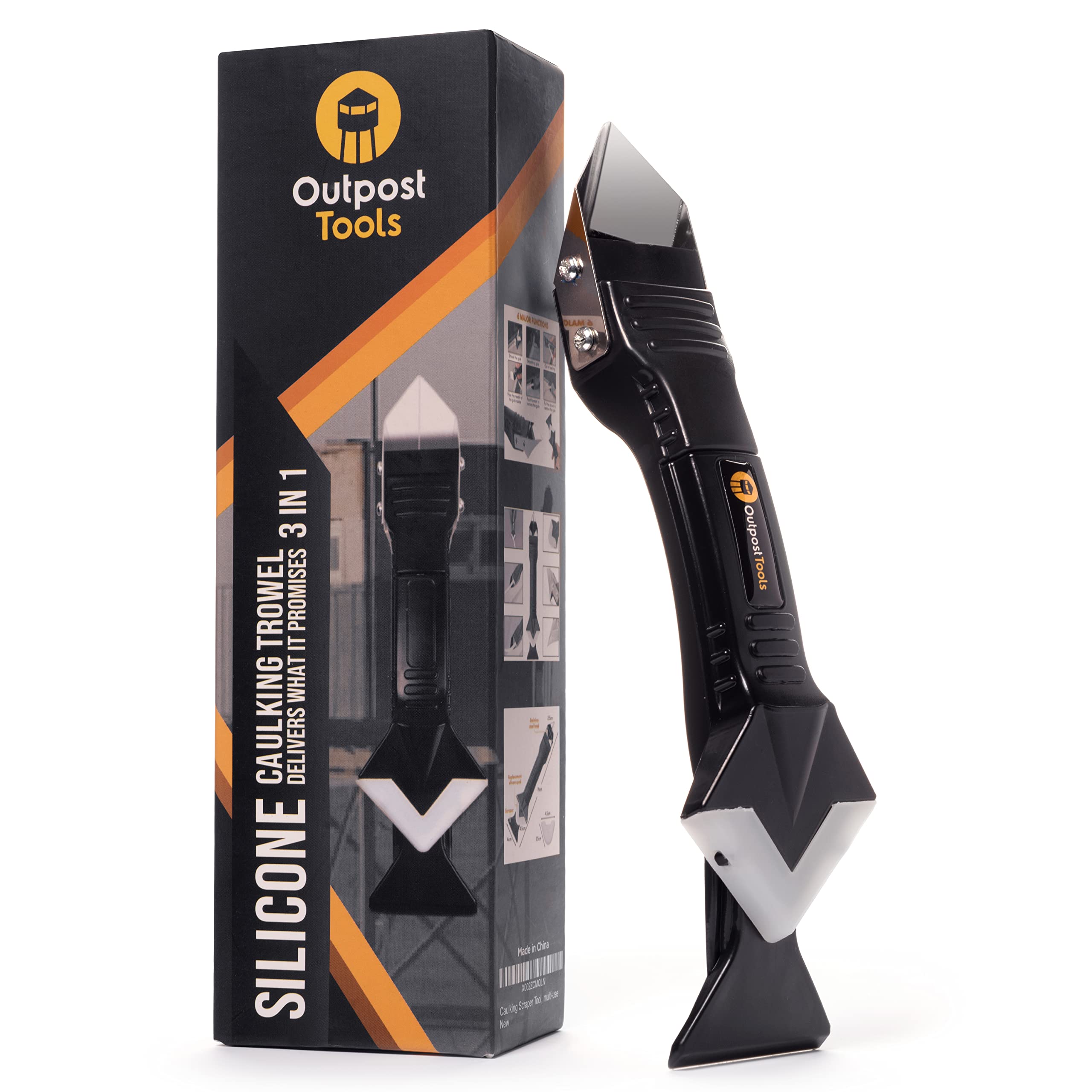 Caulking Tool Kit - (Stainless Steelhead) Caulk Remover for A Clean Job, 3 in 1 Silicone Caulking Tool Saves Time and Space, Multiple Tools for Silicone Sealant in The Bathroom, Kitchen, etc