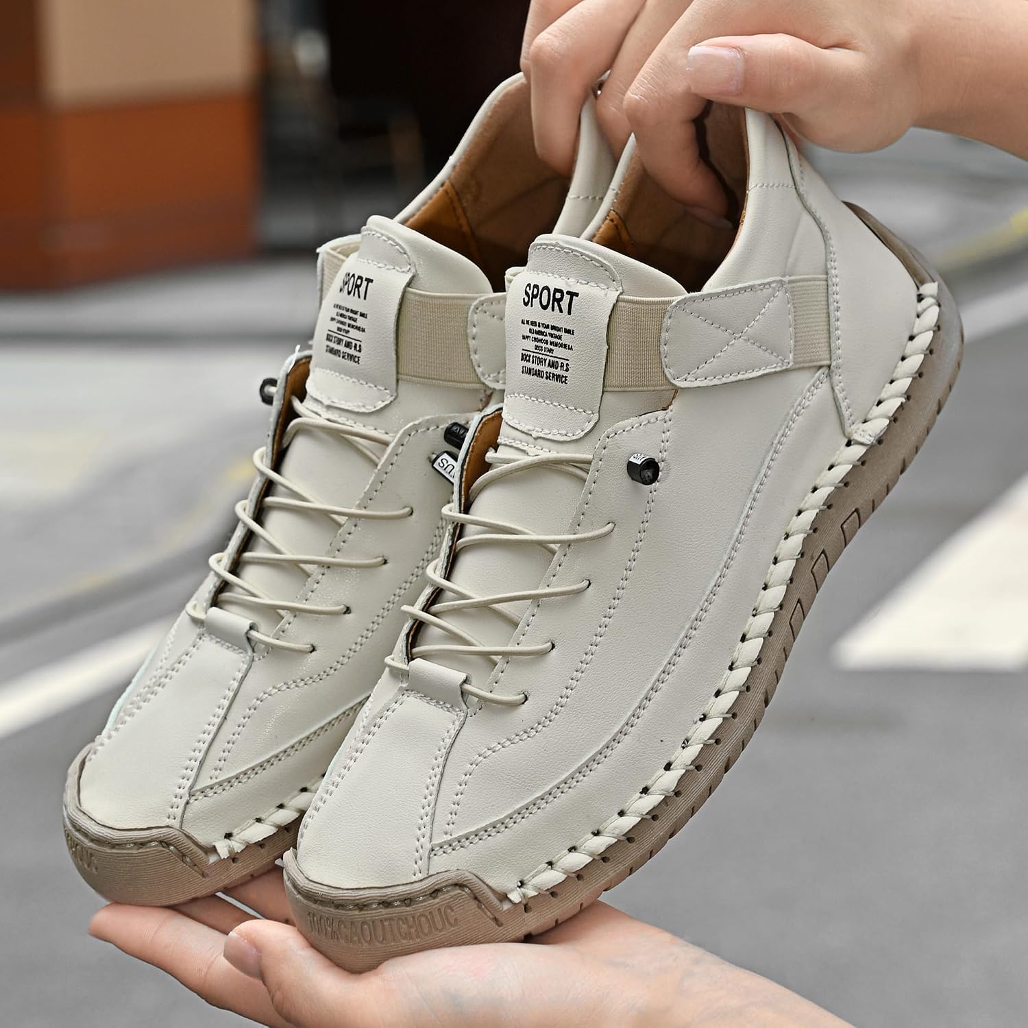 Womens Casual Shoes Ankle Chukka Boots Slip On Breathable Loafers Handmade Fashion Sneakers Mid top Walking Driving Flats Shoes