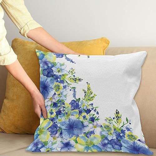 Miniatura 2 de Ambesonne Funda de cojín cuadrada decorativa con diseño de flores en acuarela, motivos de flores de anémona e iris, tema de renacimiento de la