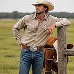 SANSTHS Western Ceinture Cowboy Ceintures pour hommes Femmes, Western Leather Belts Ceintre en cuir Embossé pour Jeans