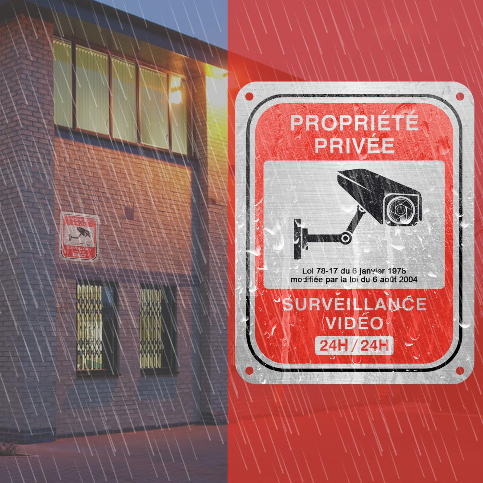 Panneau Camera Surveillance, 4 Piece Propriété Privée Sous