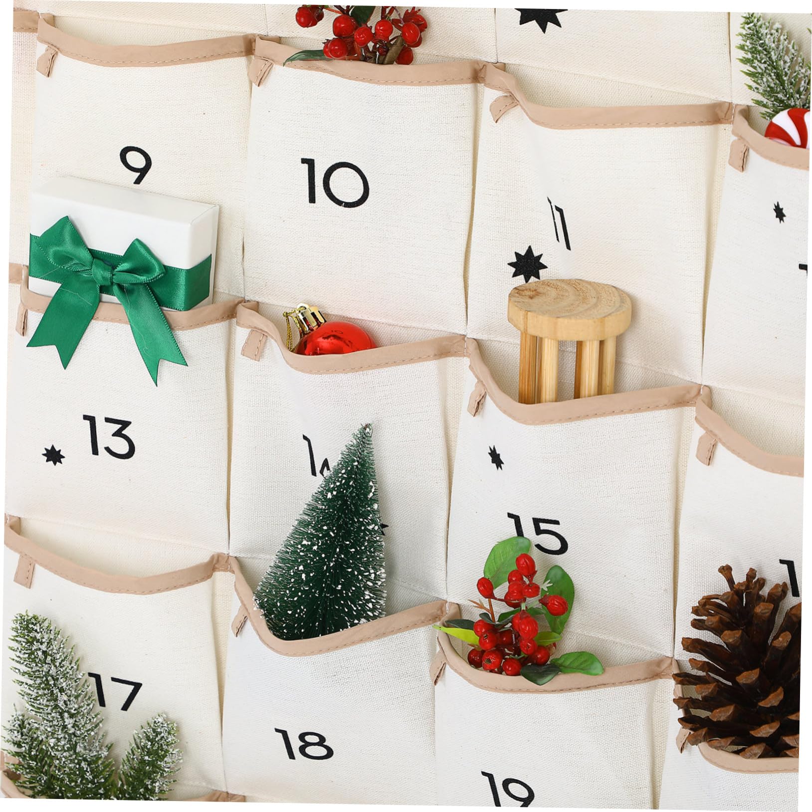 Calendario Avvento Natalizio Da Appendere in Cotone Con Multiple Per Decorazione Parete e Organizzazione Oggetti Small Sacco Stoccaggio Multiuso Per Festa Di Natale