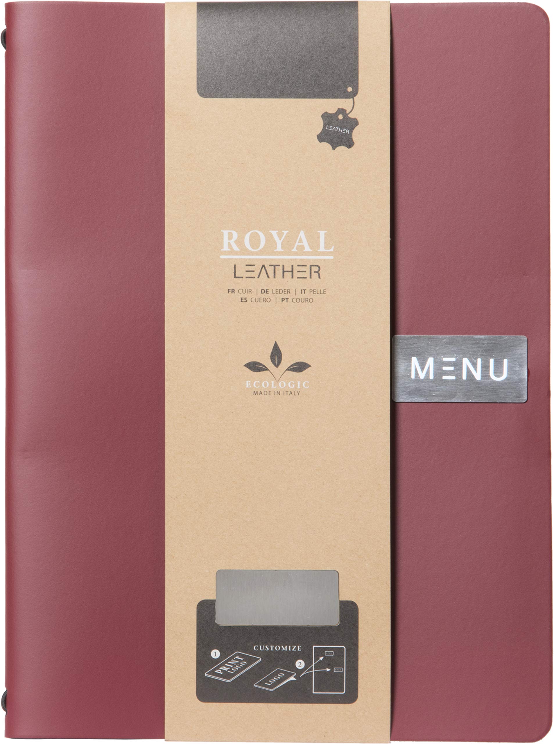 SECURIT - Speisekarte Leather Line Raw - 1 Fester, doppelseitiger Einleger = 4 DIN A4-Seiten - Möglichkeit zum Hinzufügen weiterer Einleger - Für Cafés, Bars, Restaurants - Ökoleder - Rot